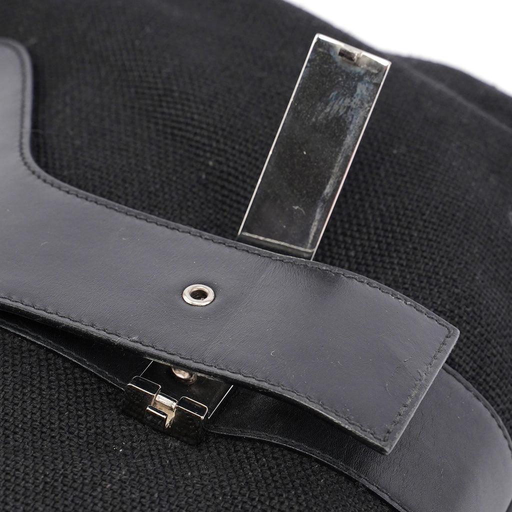 Black Canvas Leather Shoulder Bag