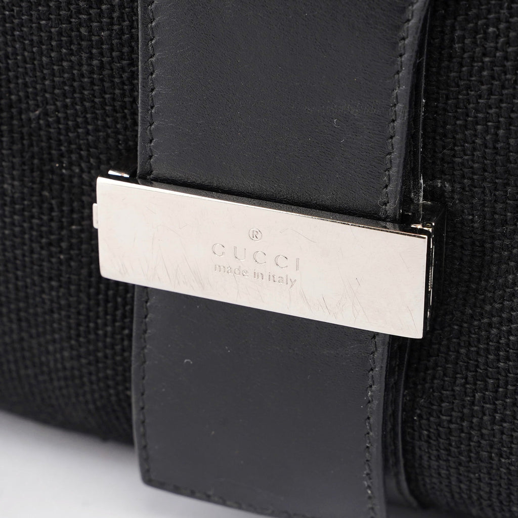 Black Canvas Leather Shoulder Bag