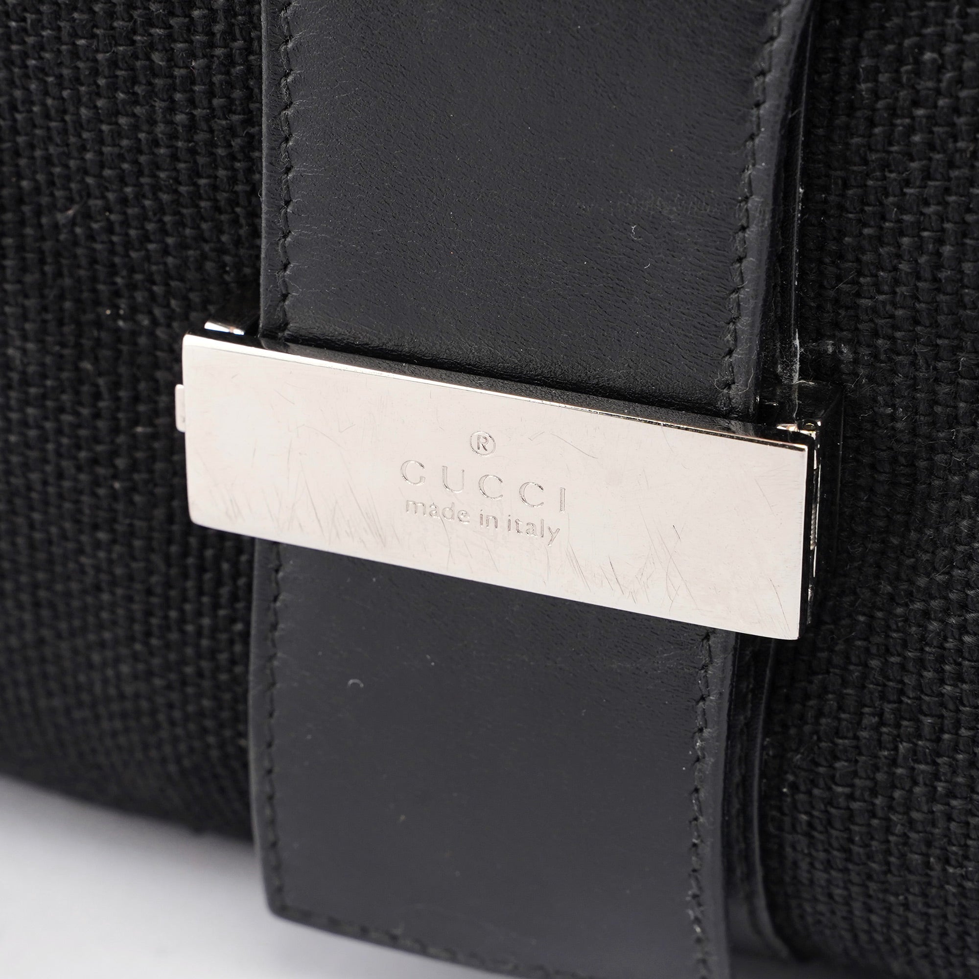 Black Canvas Leather Shoulder Bag