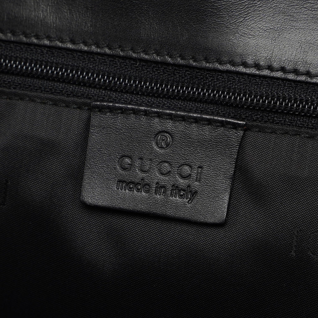 Black Canvas Leather Shoulder Bag
