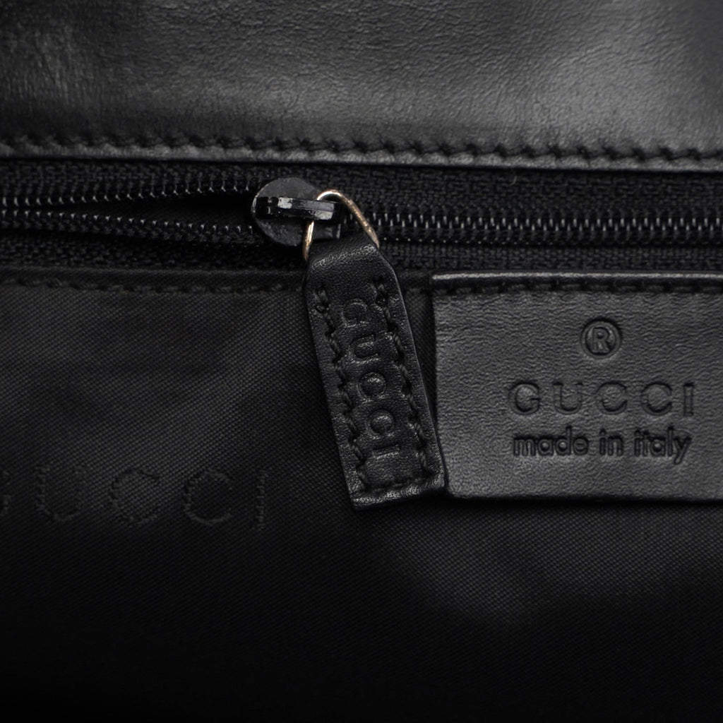 Black Canvas Leather Shoulder Bag