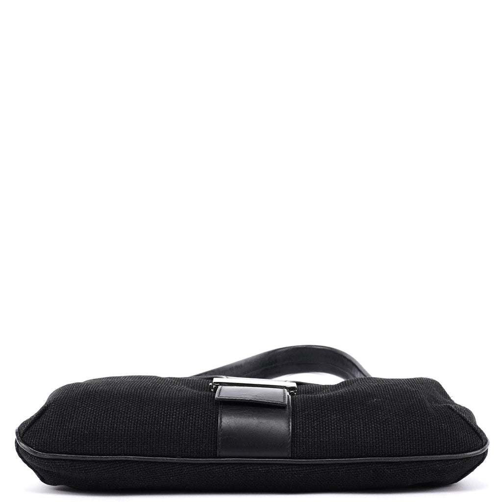 Black Canvas Leather Shoulder Bag