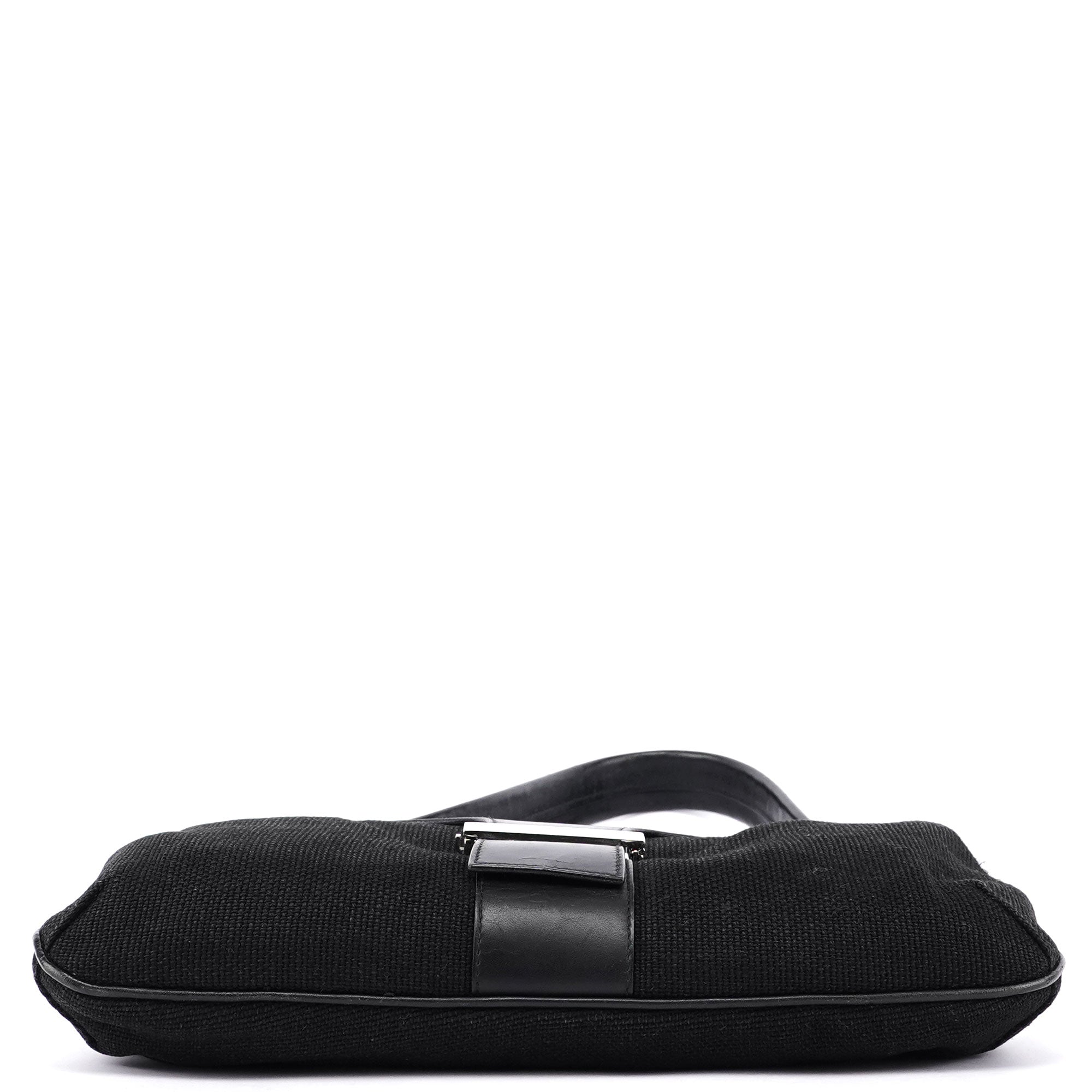 Black Canvas Leather Shoulder Bag