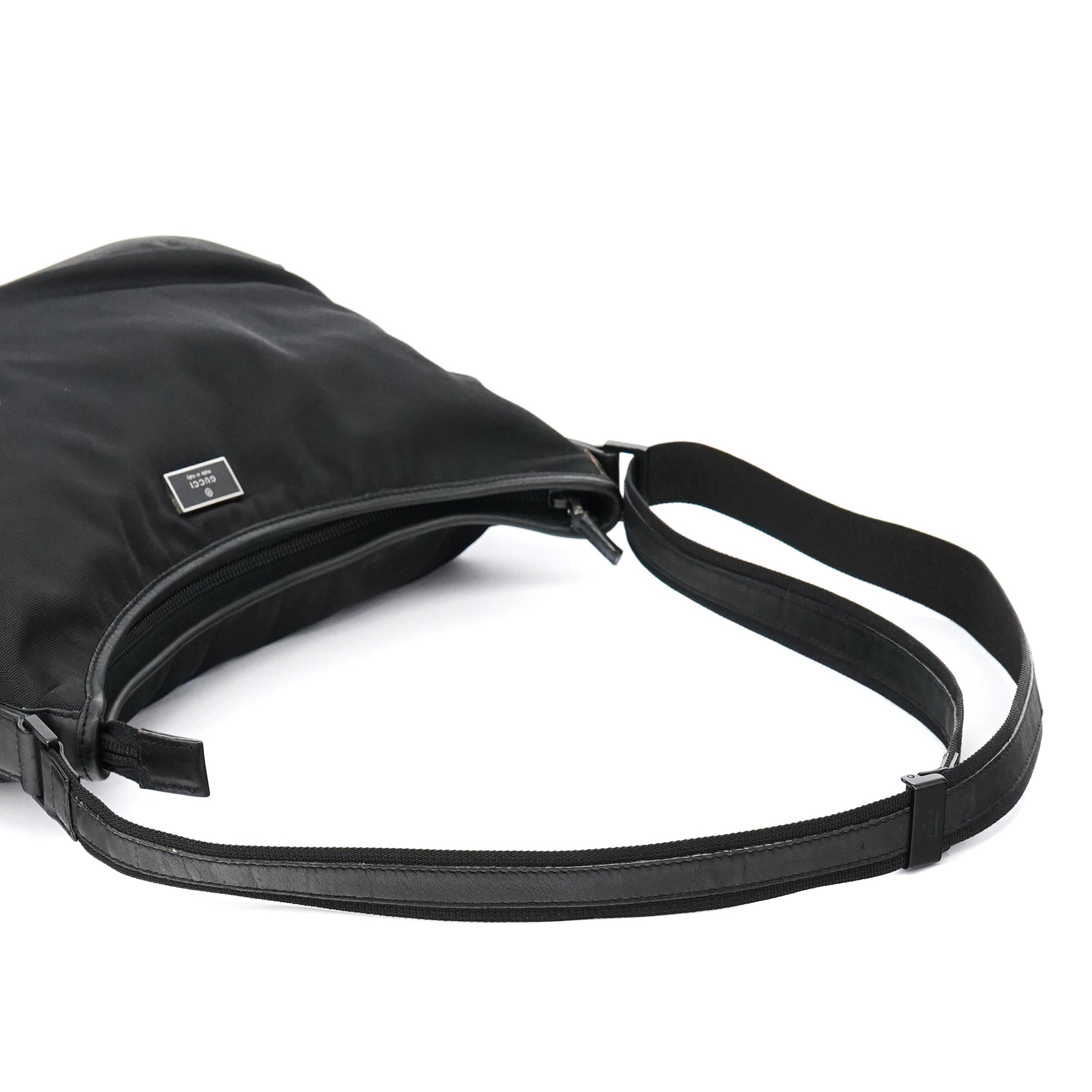Black Canvas Rubber Shoulder Bag