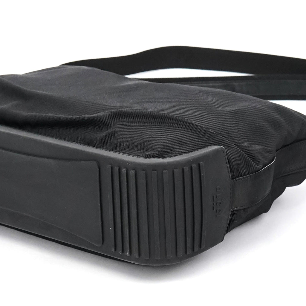 Black Canvas Rubber Shoulder Bag