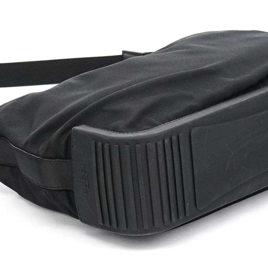 Black Canvas Rubber Shoulder Bag