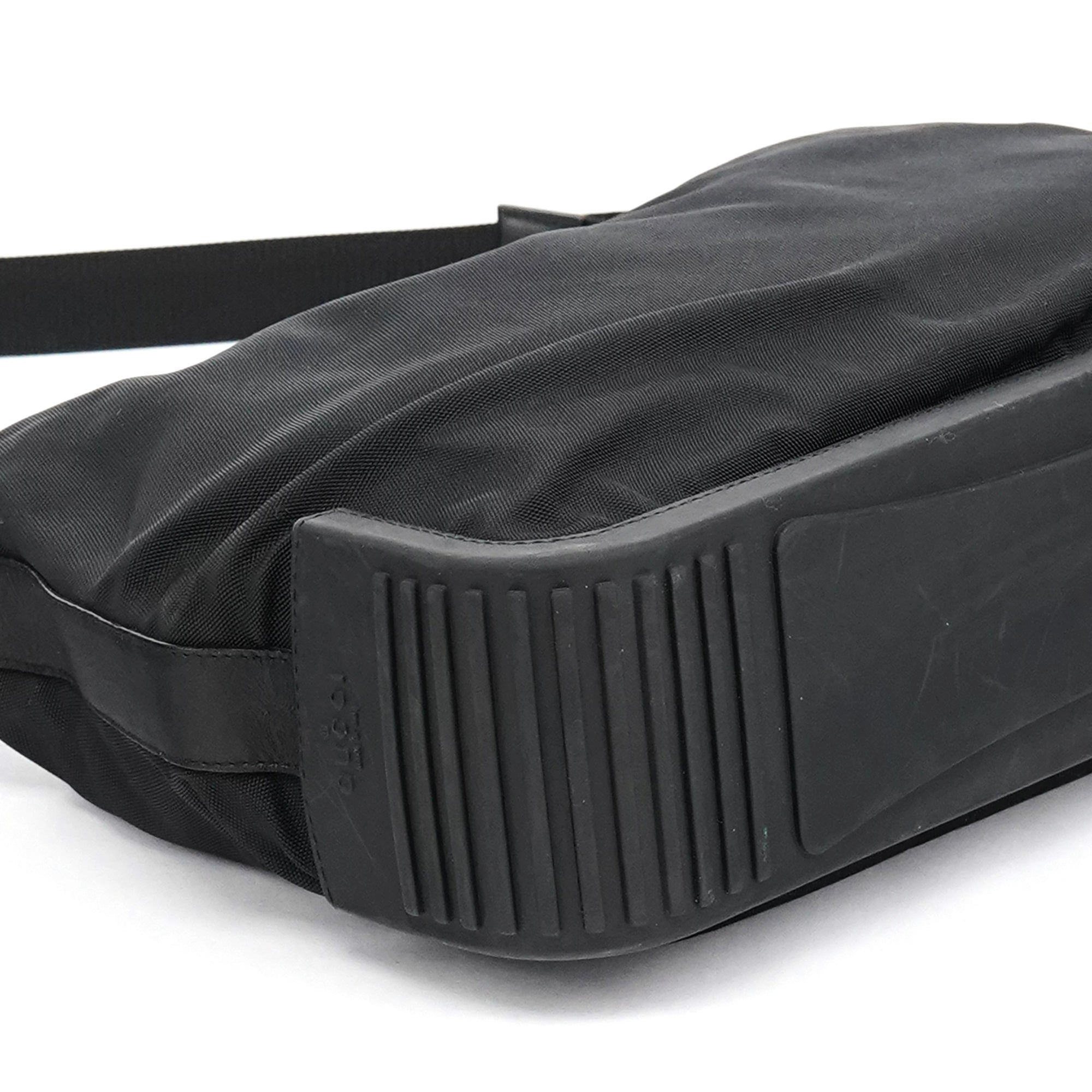 Black Canvas Rubber Shoulder Bag