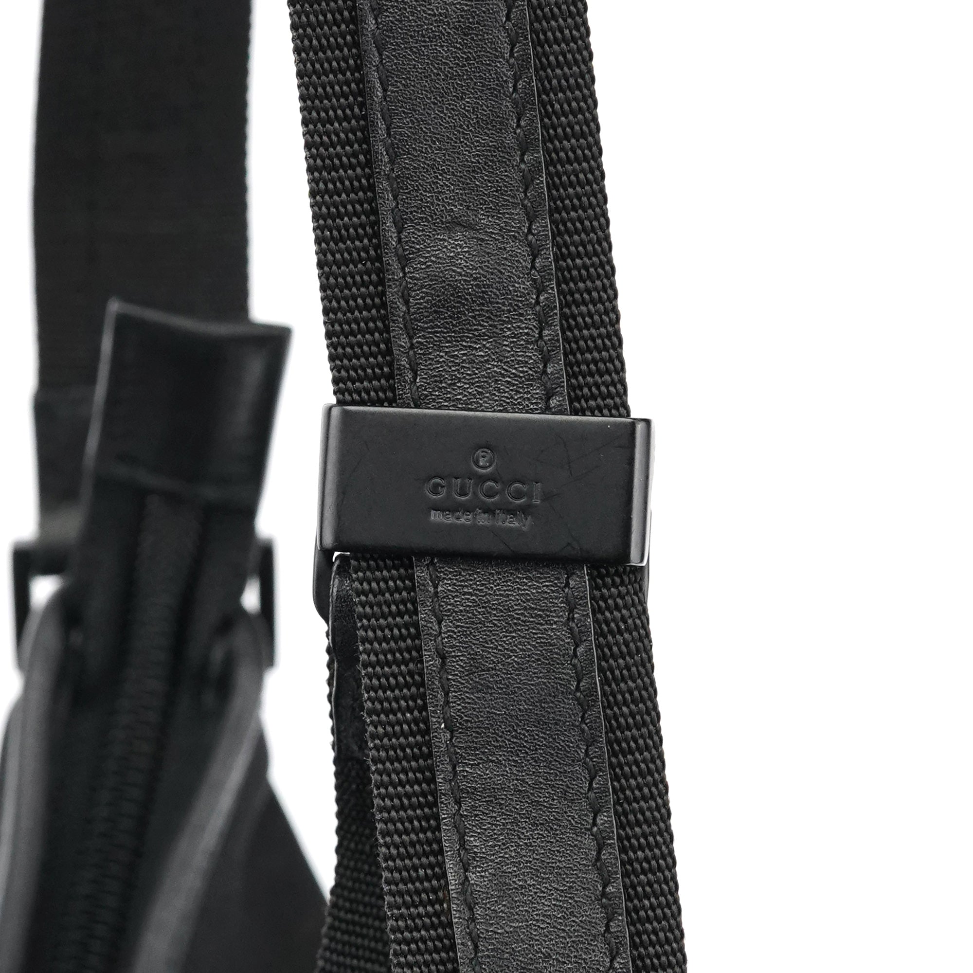 Black Canvas Rubber Shoulder Bag
