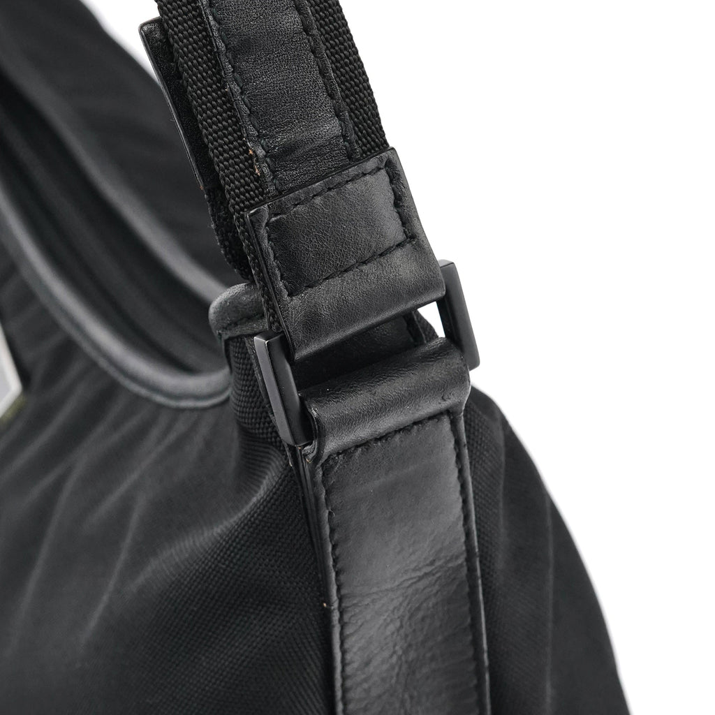 Black Canvas Rubber Shoulder Bag
