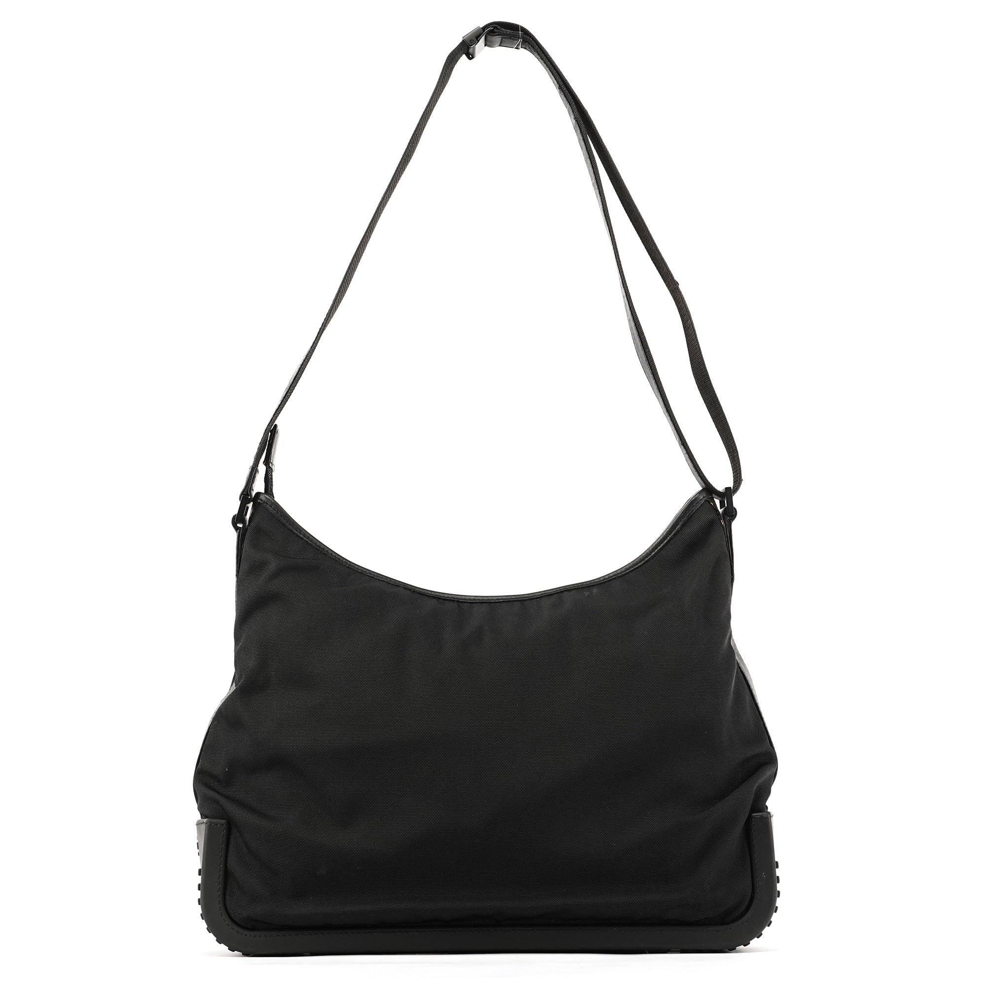 Black Canvas Rubber Shoulder Bag