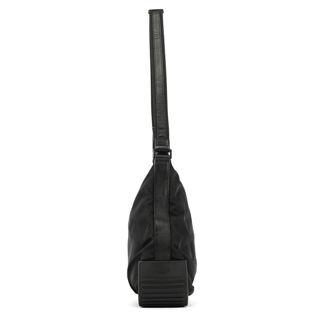 Black Canvas Rubber Shoulder Bag