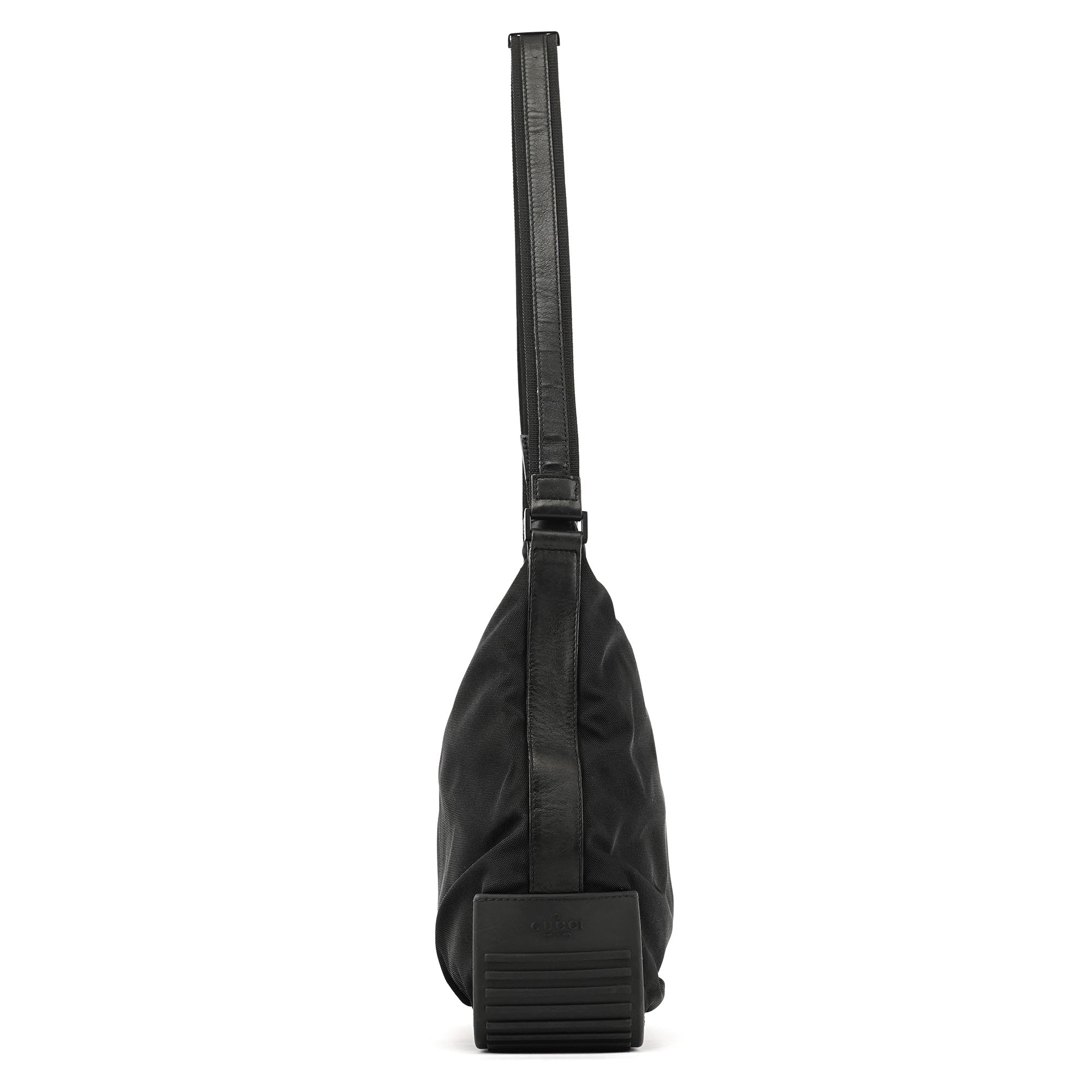 Black Canvas Rubber Shoulder Bag