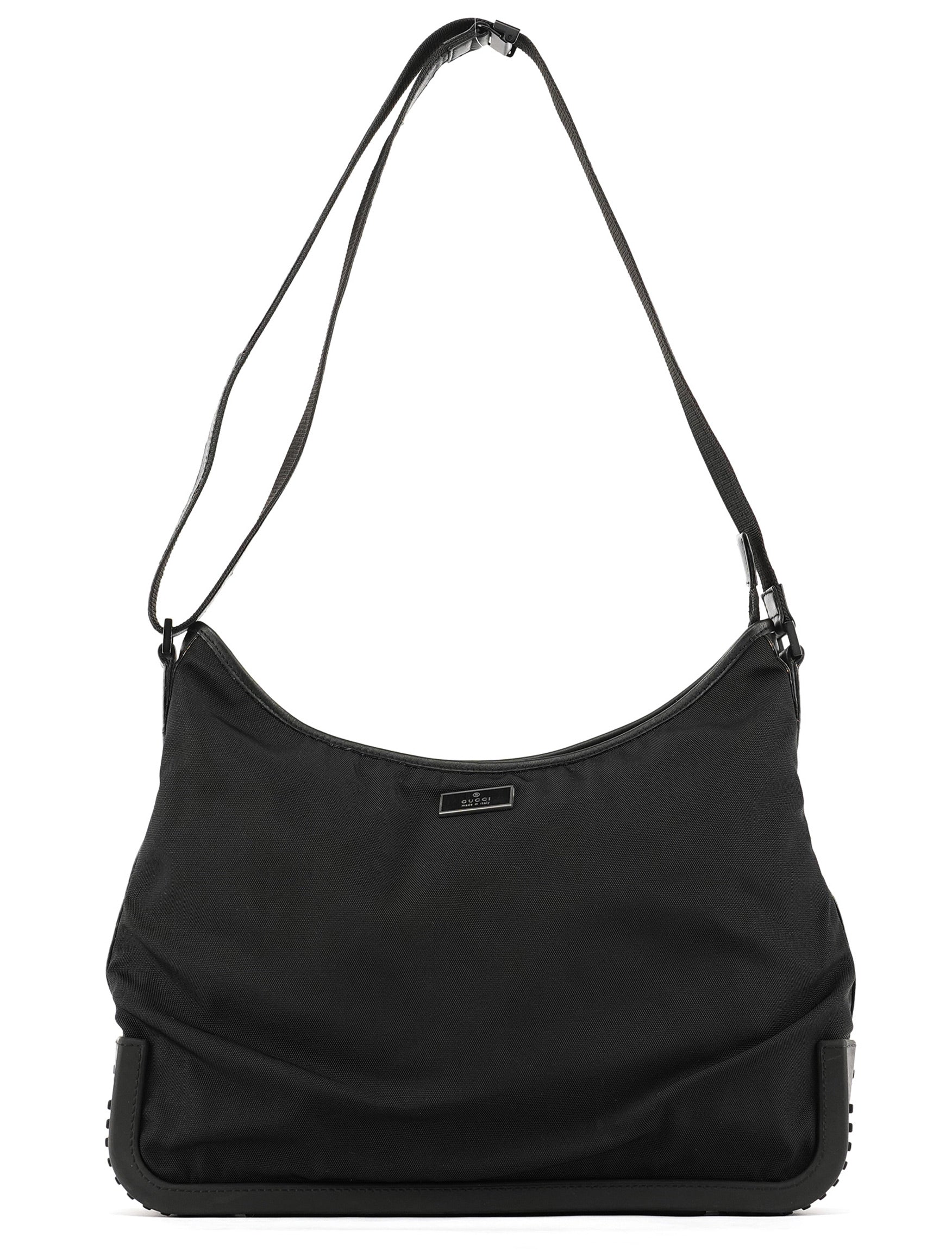 Black Canvas Rubber Shoulder Bag