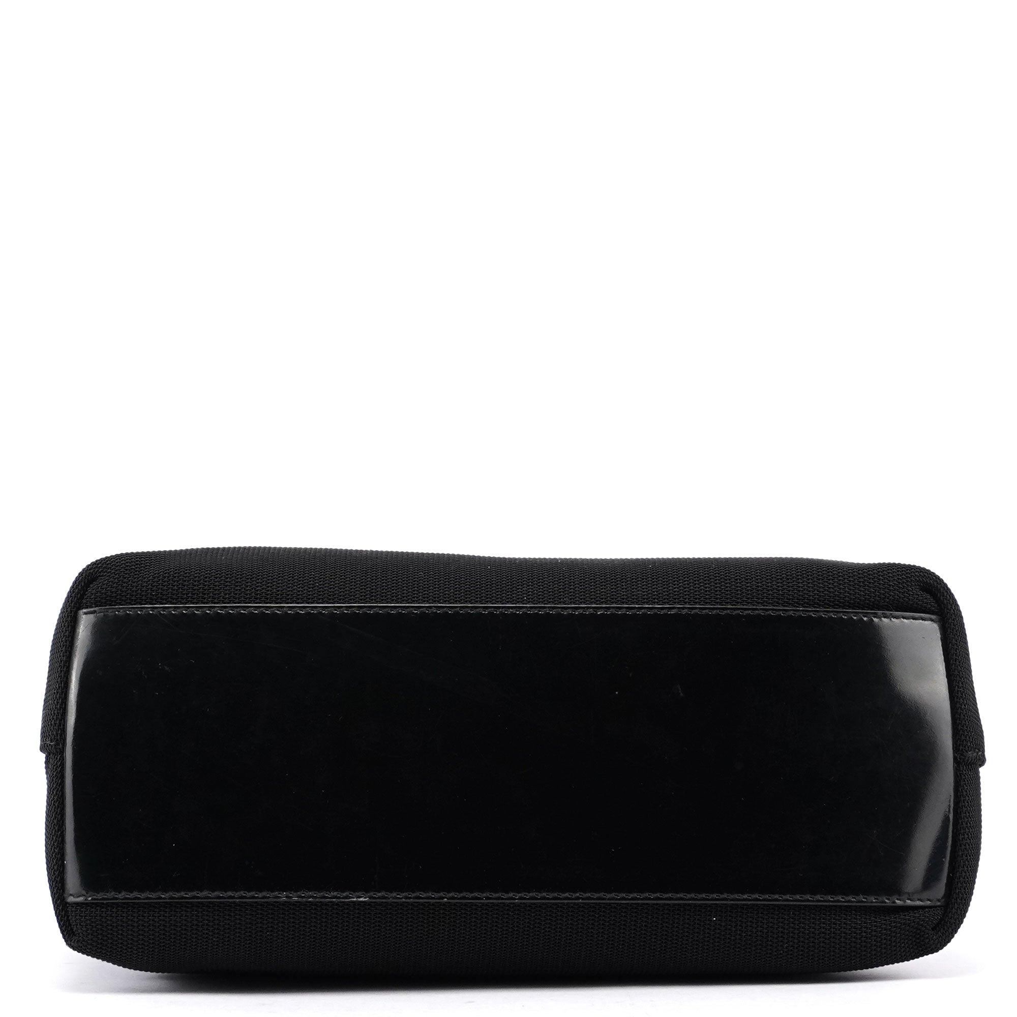 Black Canvas Silver Handle Shoulder Bag