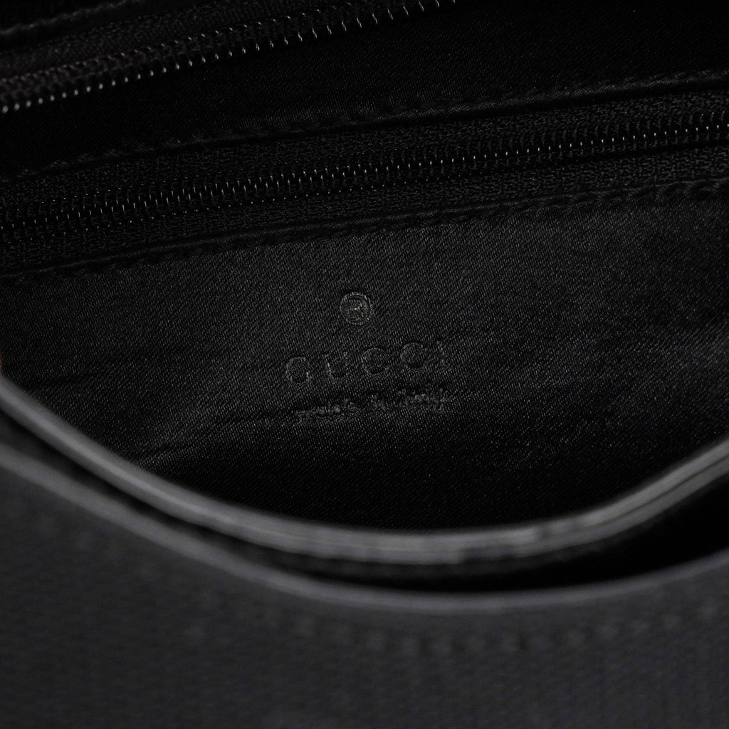 Black Canvas Silver Handle Shoulder Bag