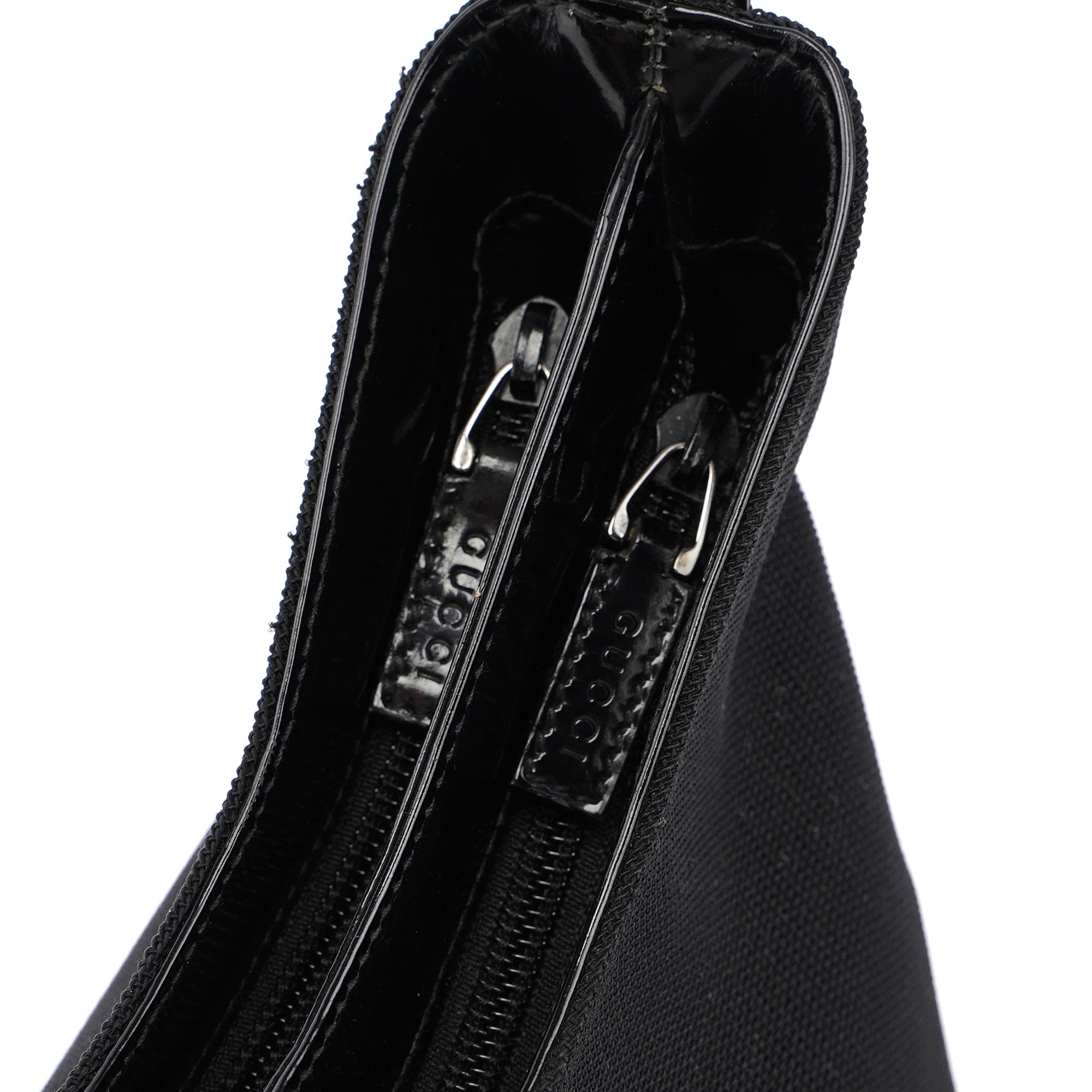 Black Canvas Silver Handle Shoulder Bag