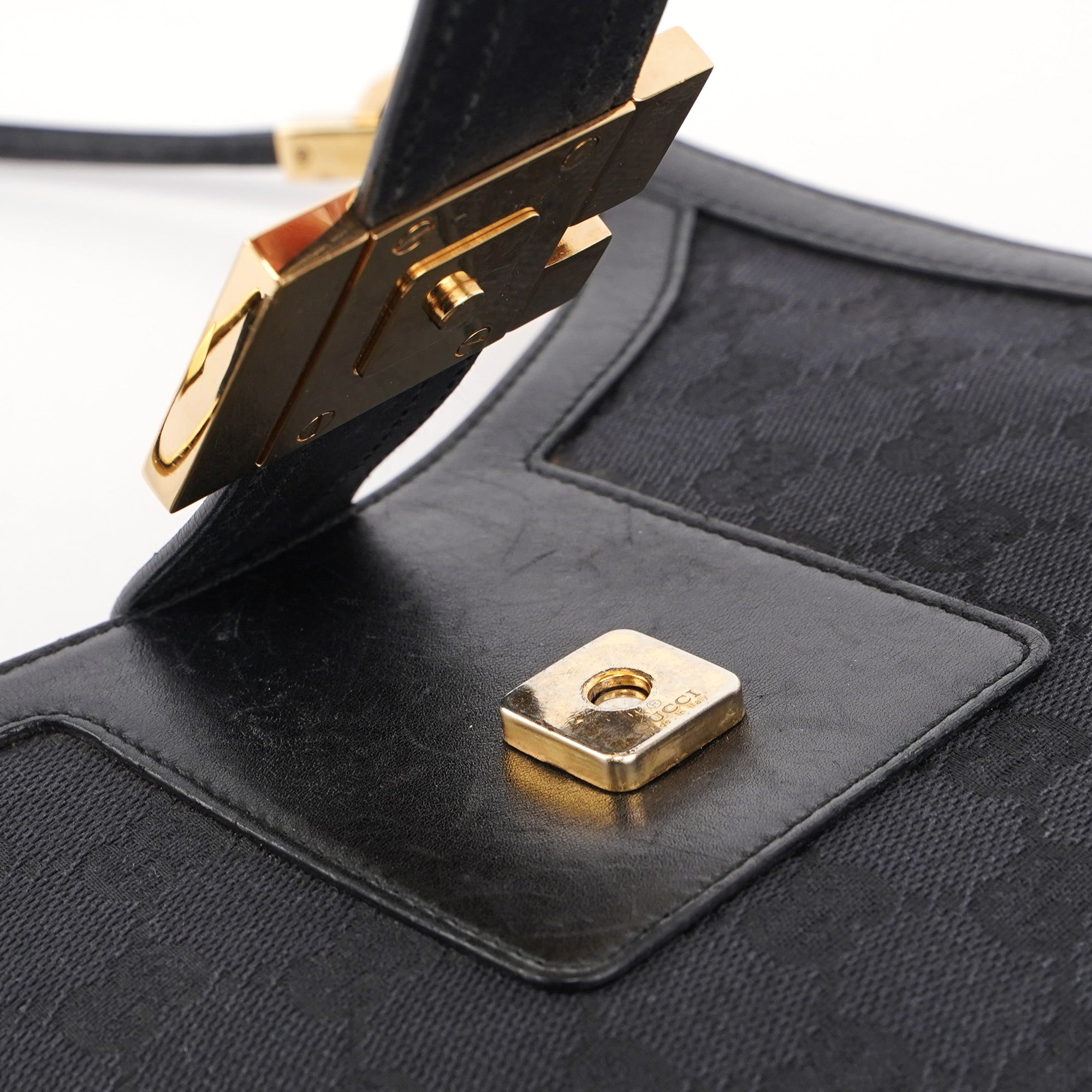 Black Canvas Square G Shoulder Bag