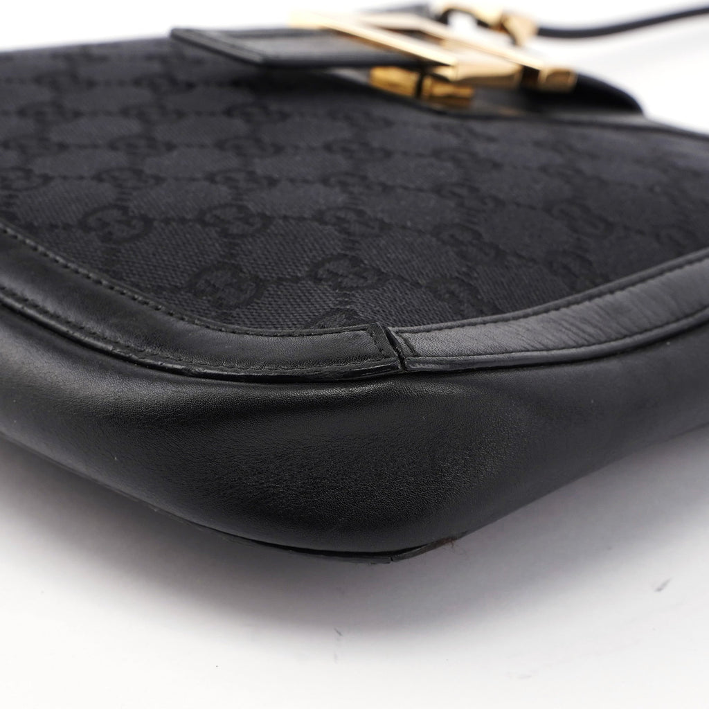 Black Canvas Square G Shoulder Bag