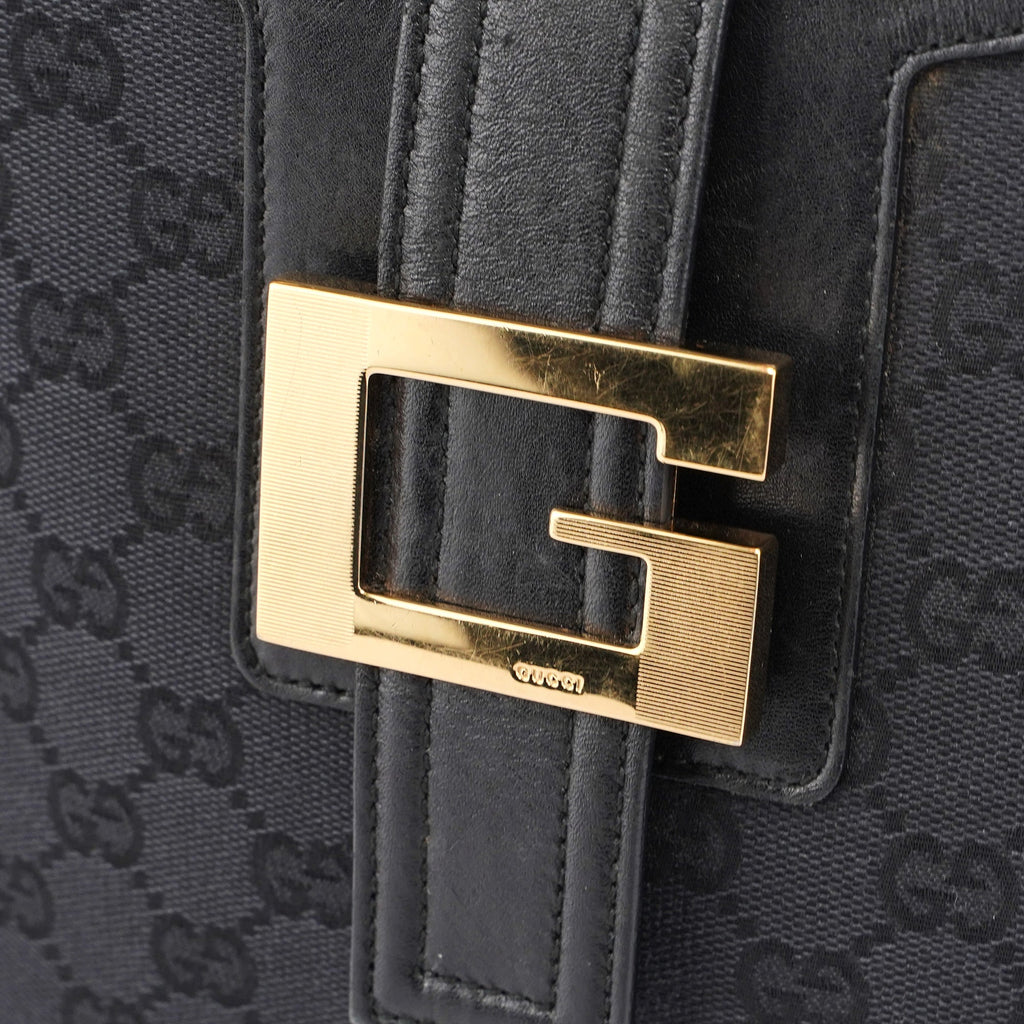 Black Canvas Square G Shoulder Bag