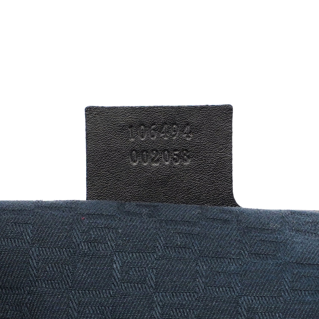 Black Canvas Wood Handle Shoulder Bag