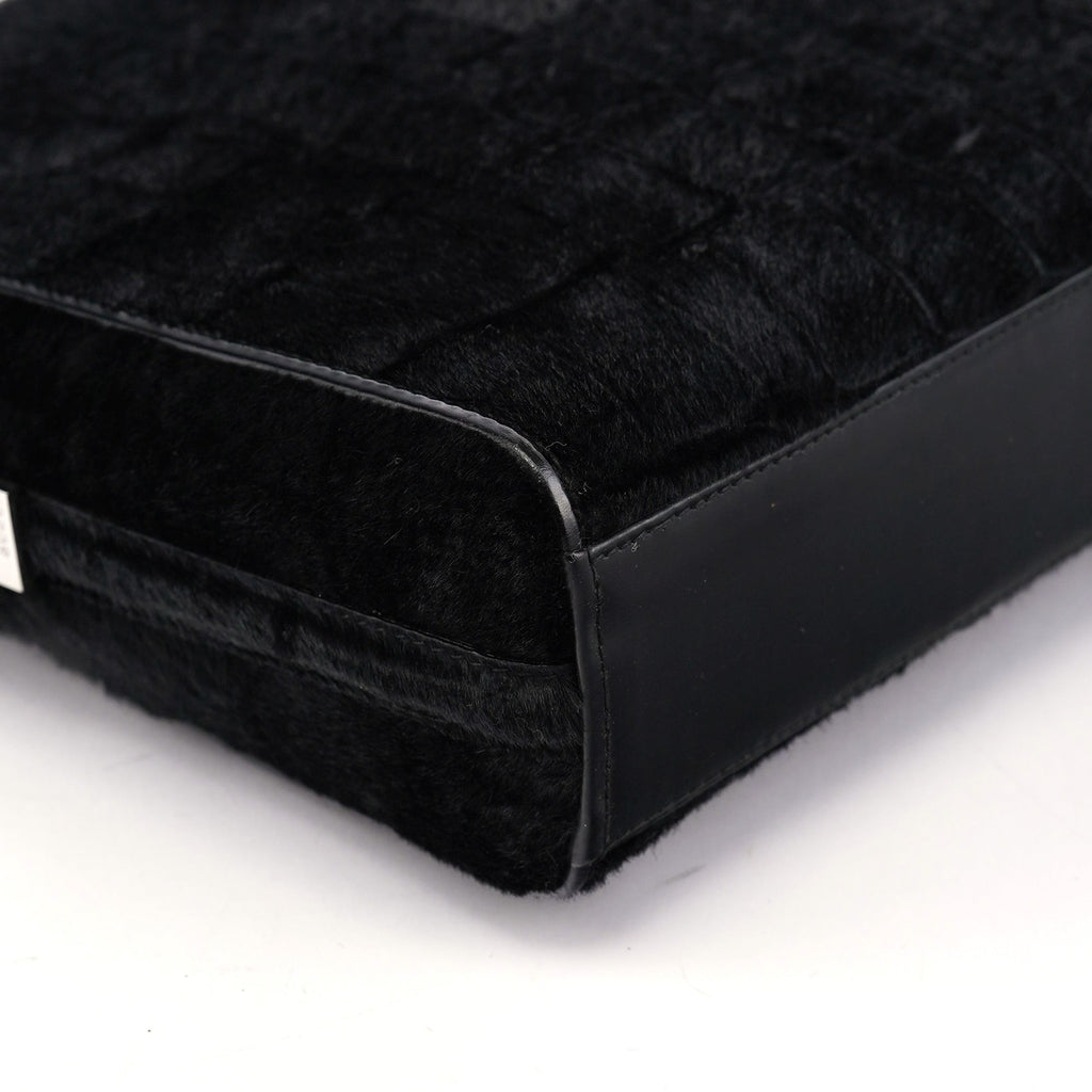 Black Embossed Ponyhair Shoulder Bag