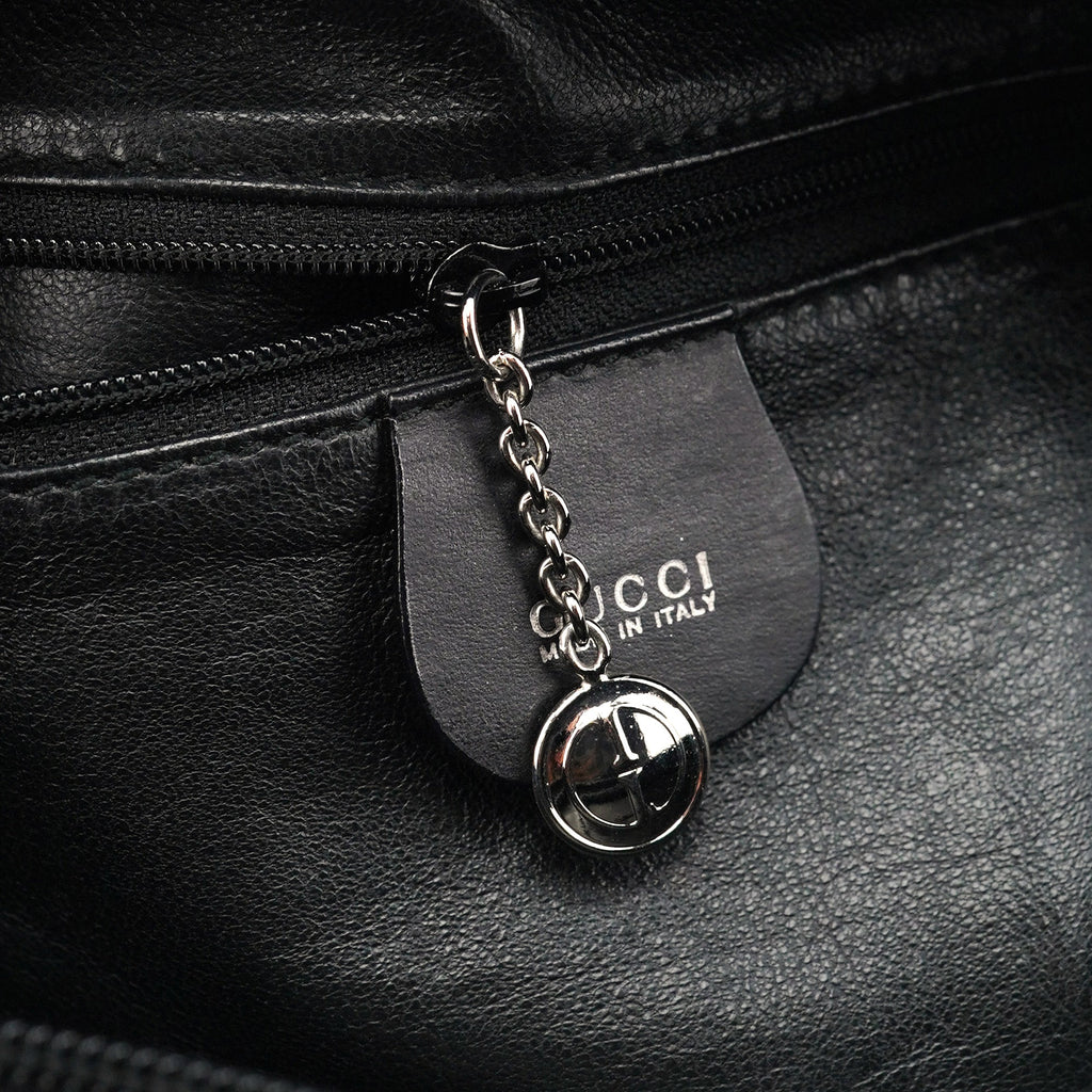 Black Embossed Ponyhair Shoulder Bag