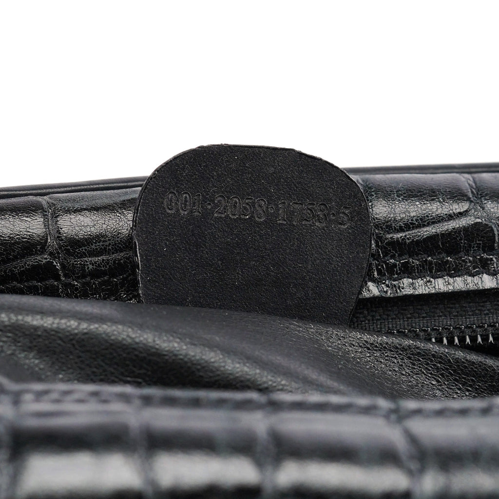 Black Embossed Ponyhair Shoulder Bag
