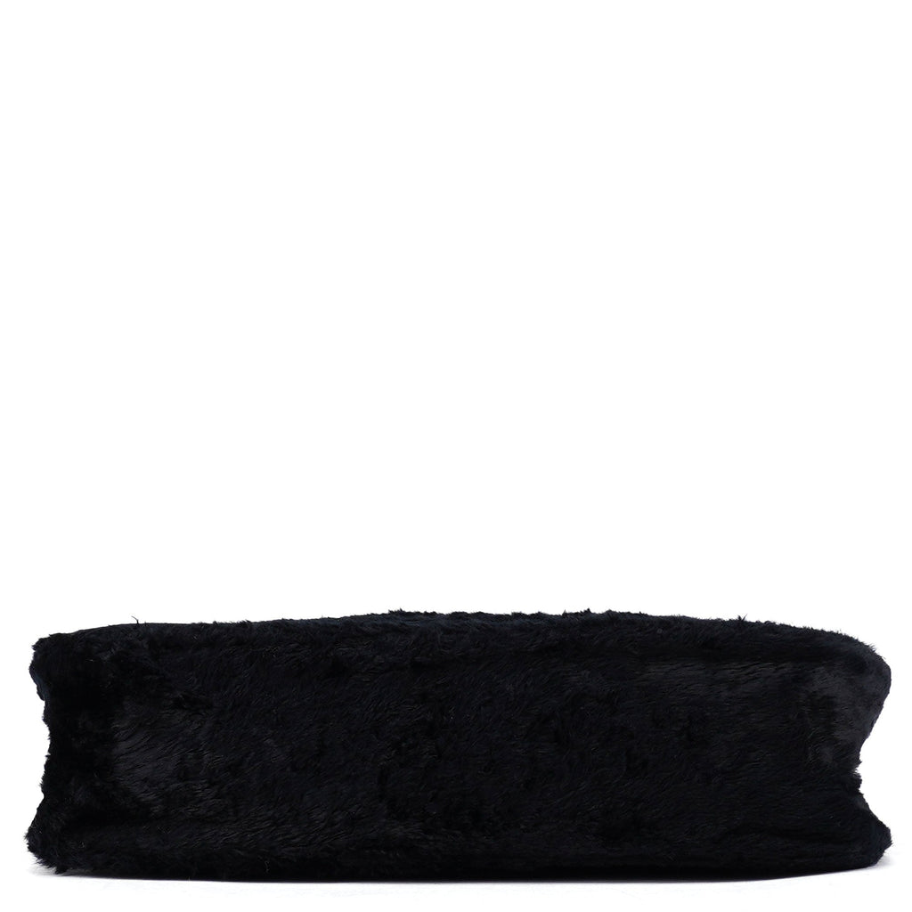Black Faux Fur Bamboo Shoulder Bag