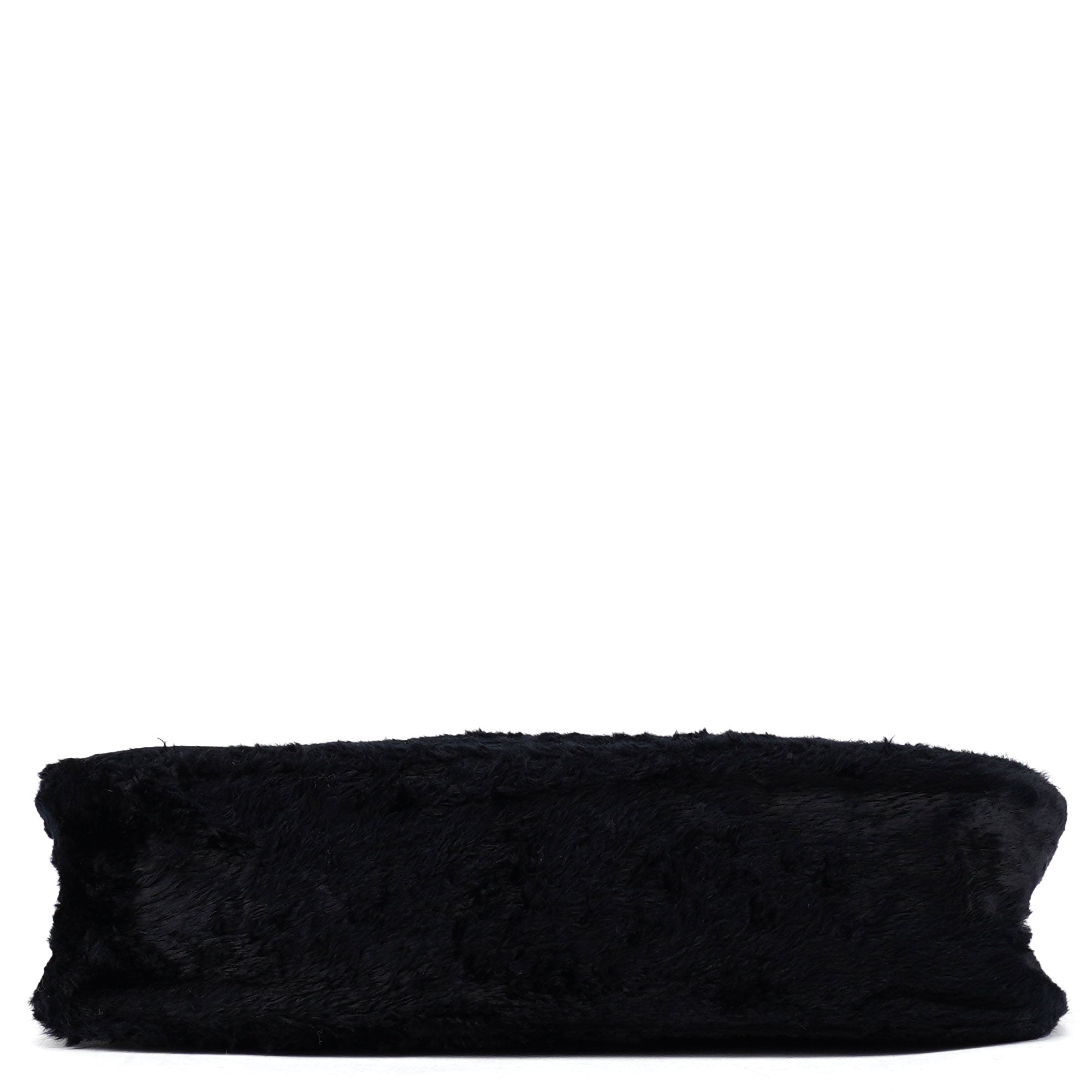 Black Faux Fur Bamboo Shoulder Bag