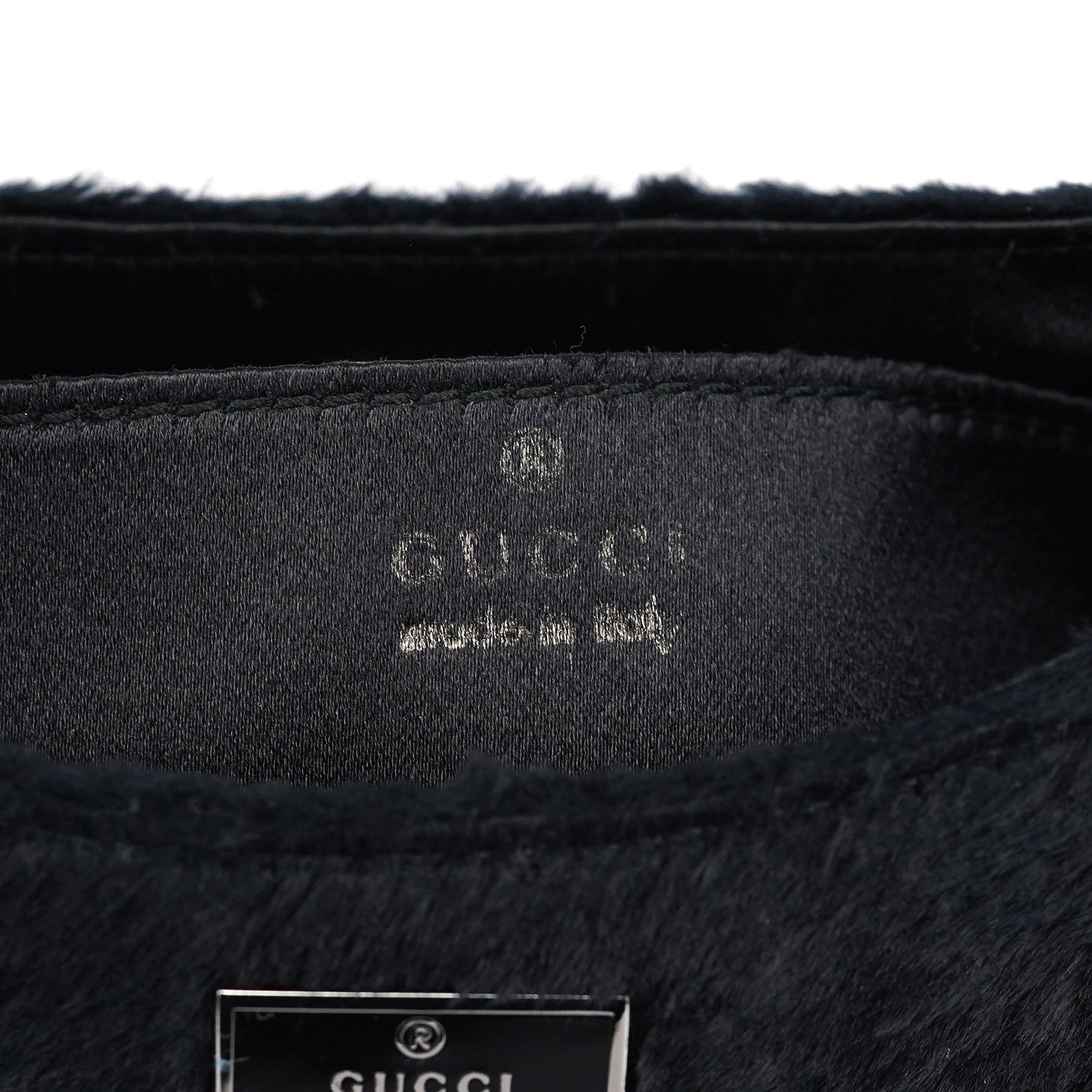 Black Faux Fur Bamboo Shoulder Bag