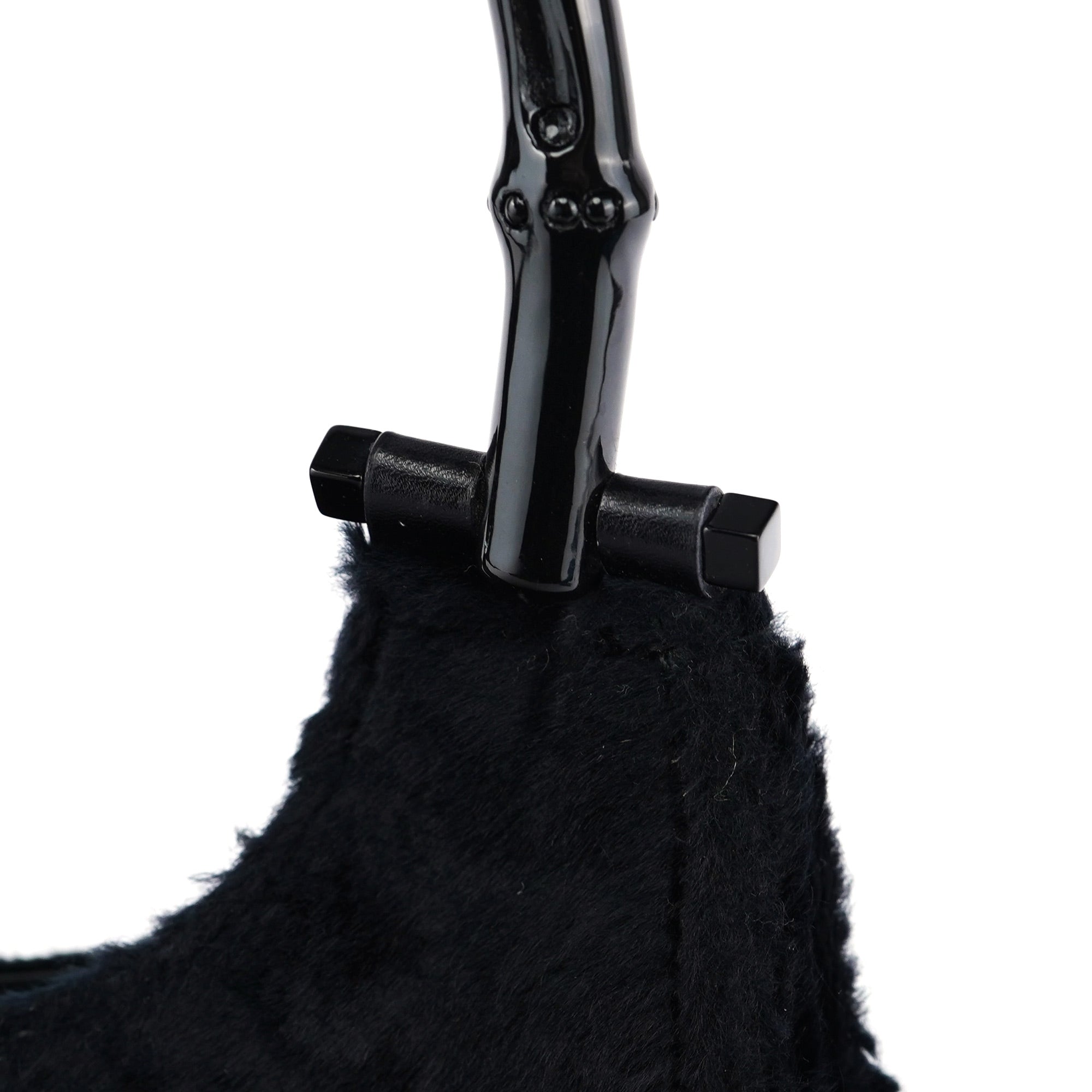 Black Faux Fur Bamboo Shoulder Bag