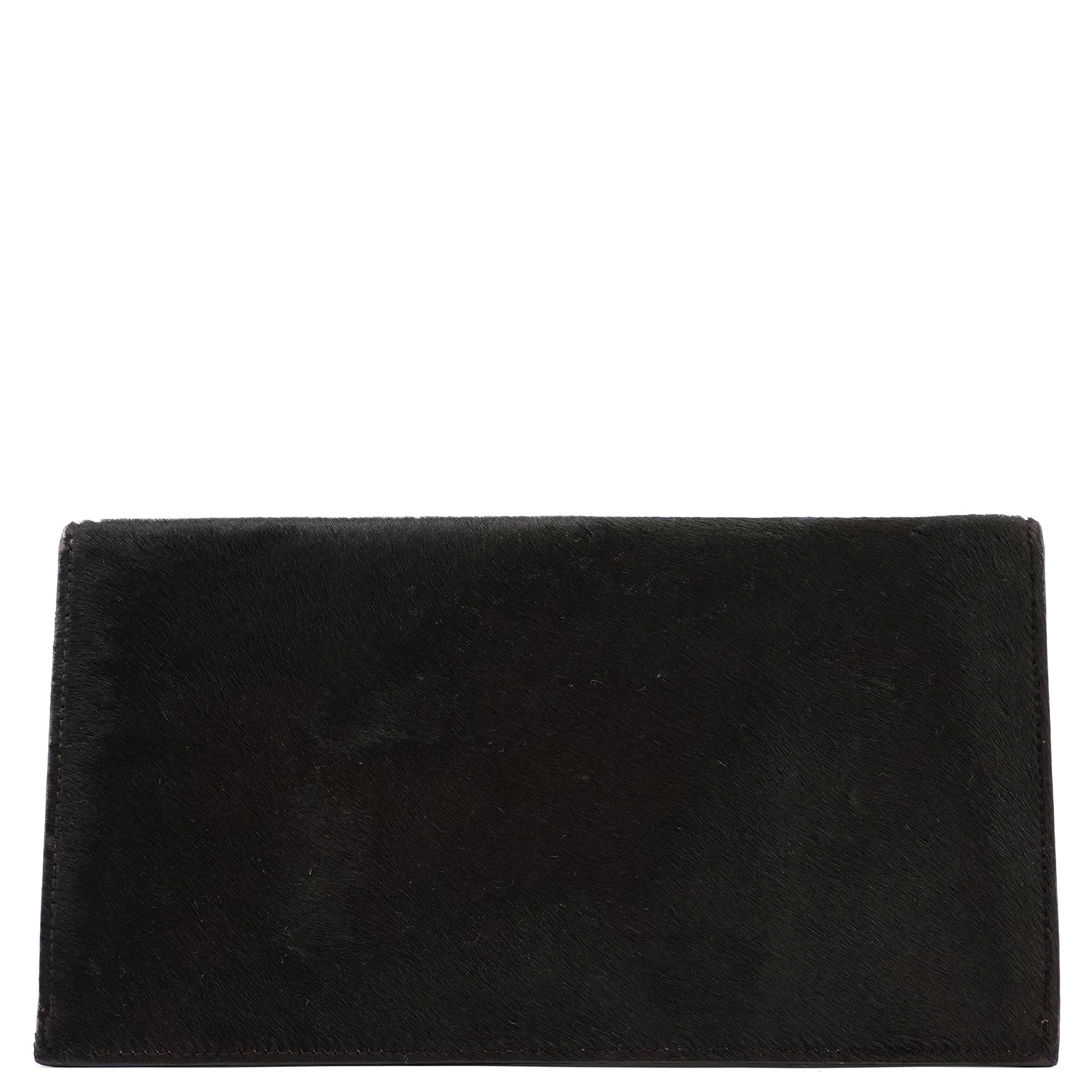 Dark Brown Fur Gold Plate Clutch Bag