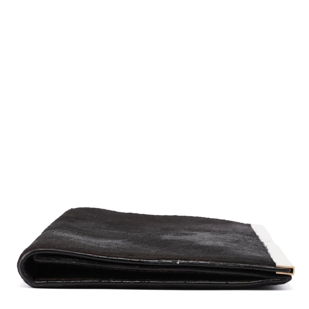 Dark Brown Fur Gold Plate Clutch Bag