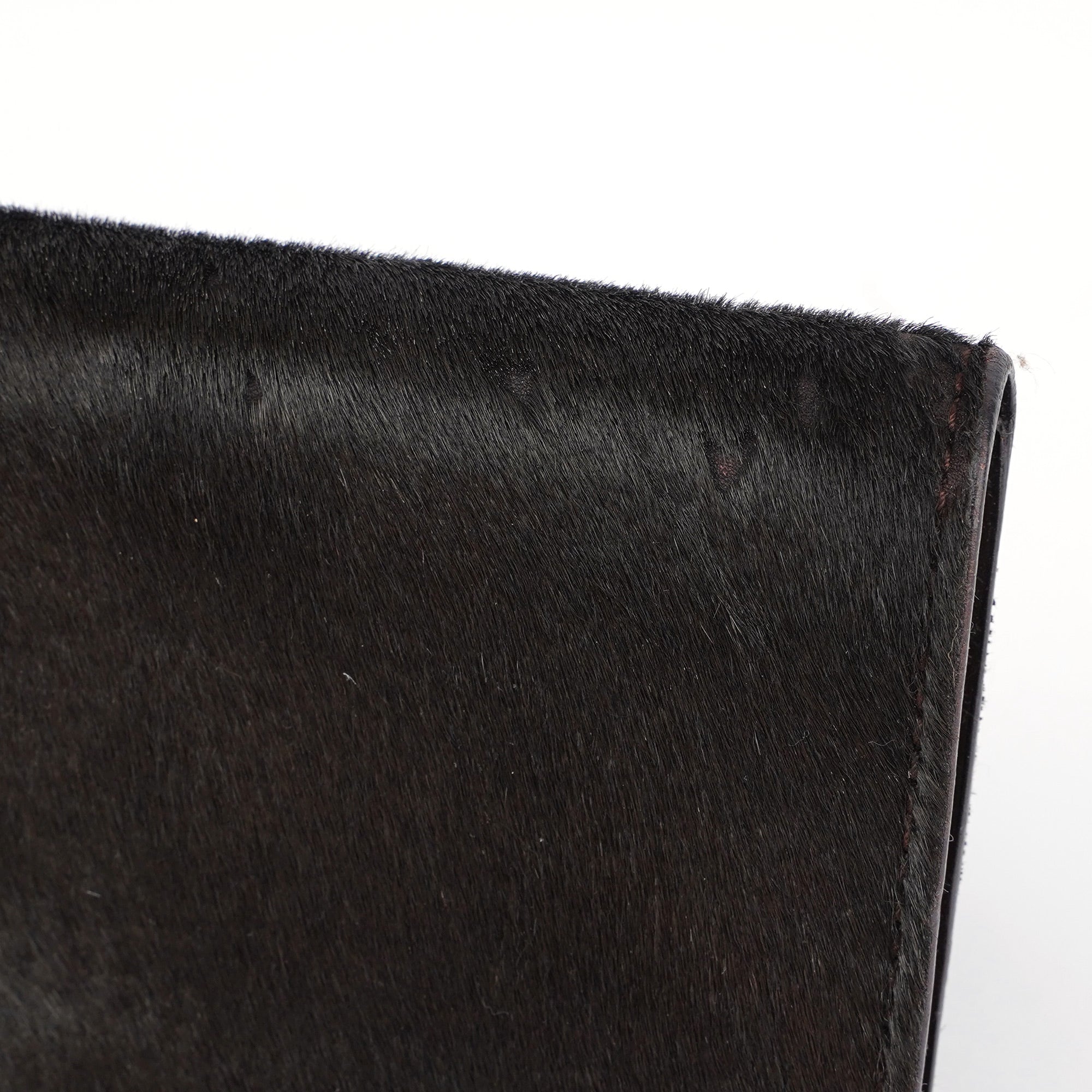 Dark Brown Fur Gold Plate Clutch Bag