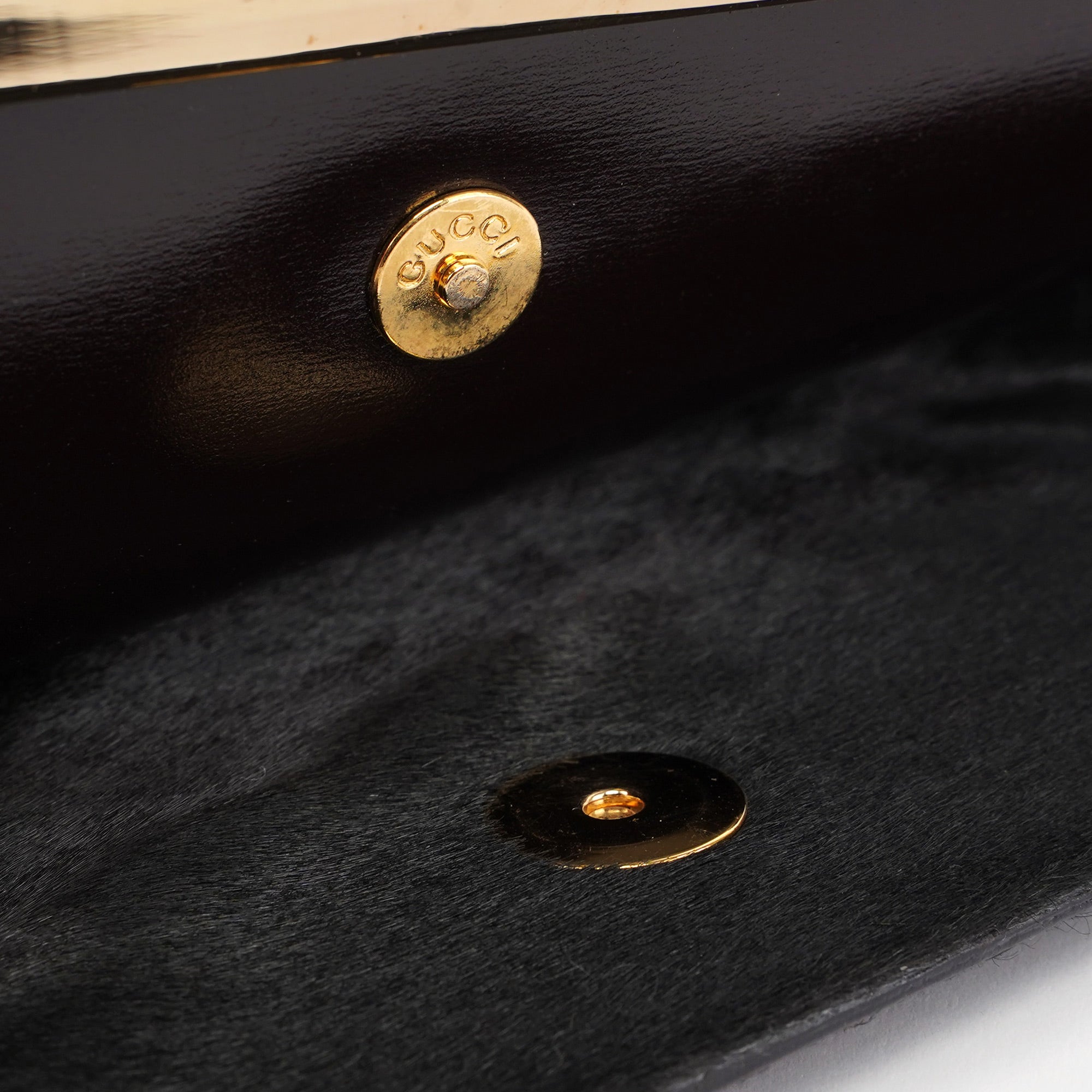 Dark Brown Fur Gold Plate Clutch Bag