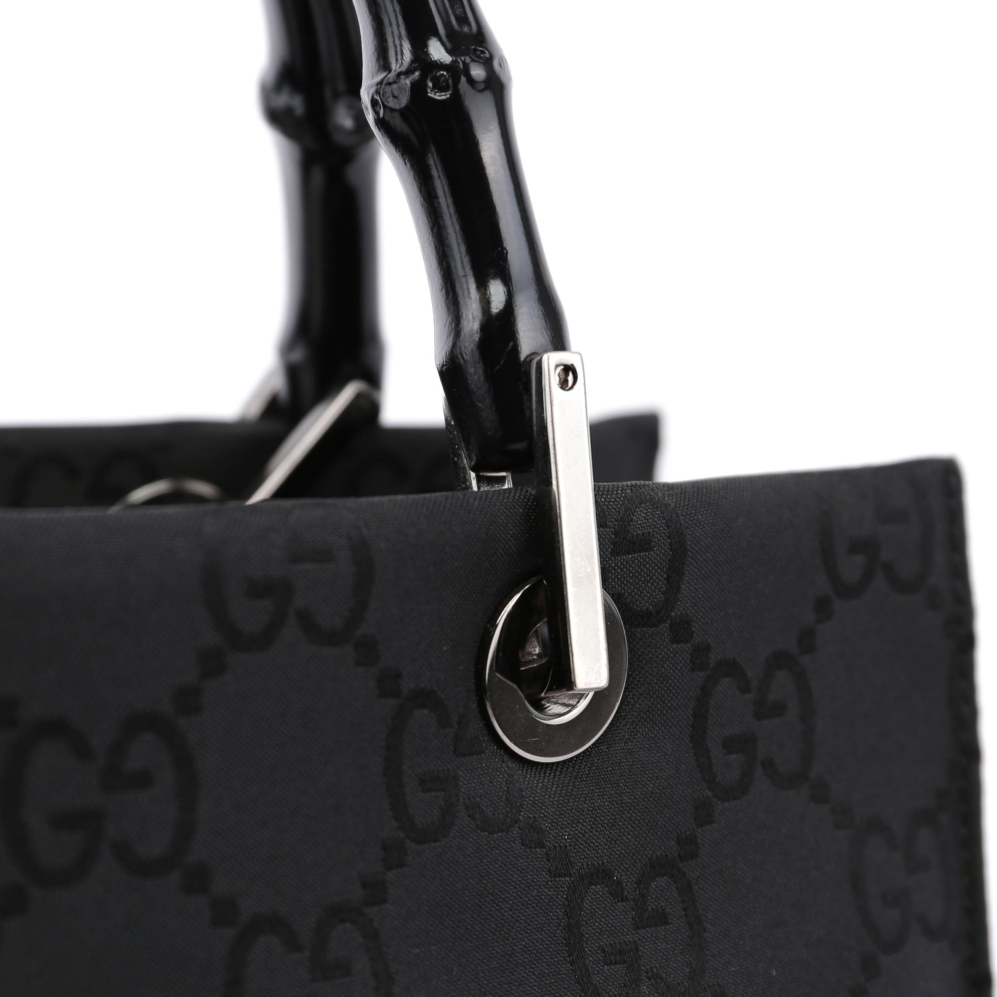 Black GG Bamboo 2-Way Tote