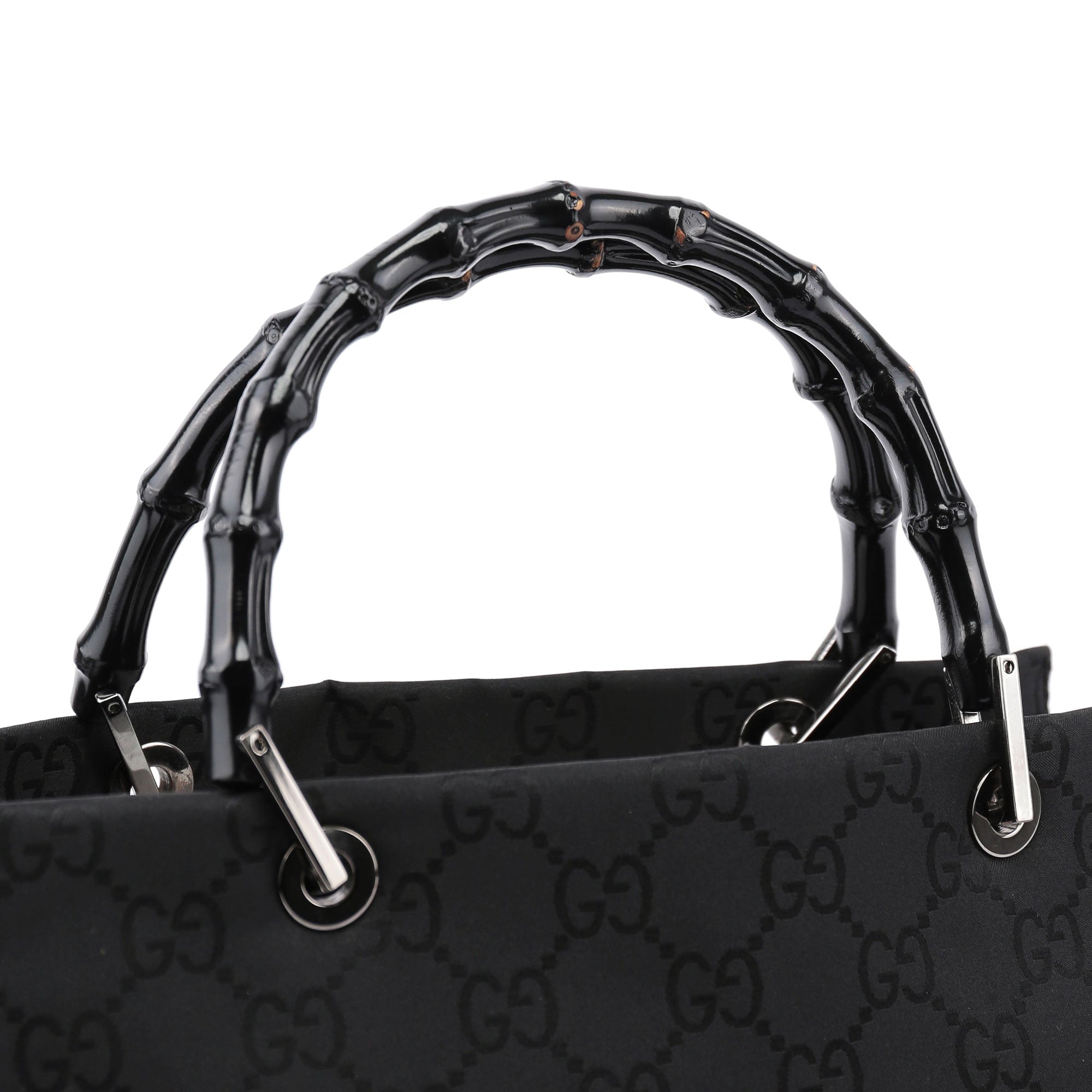 Black GG Bamboo 2-Way Tote