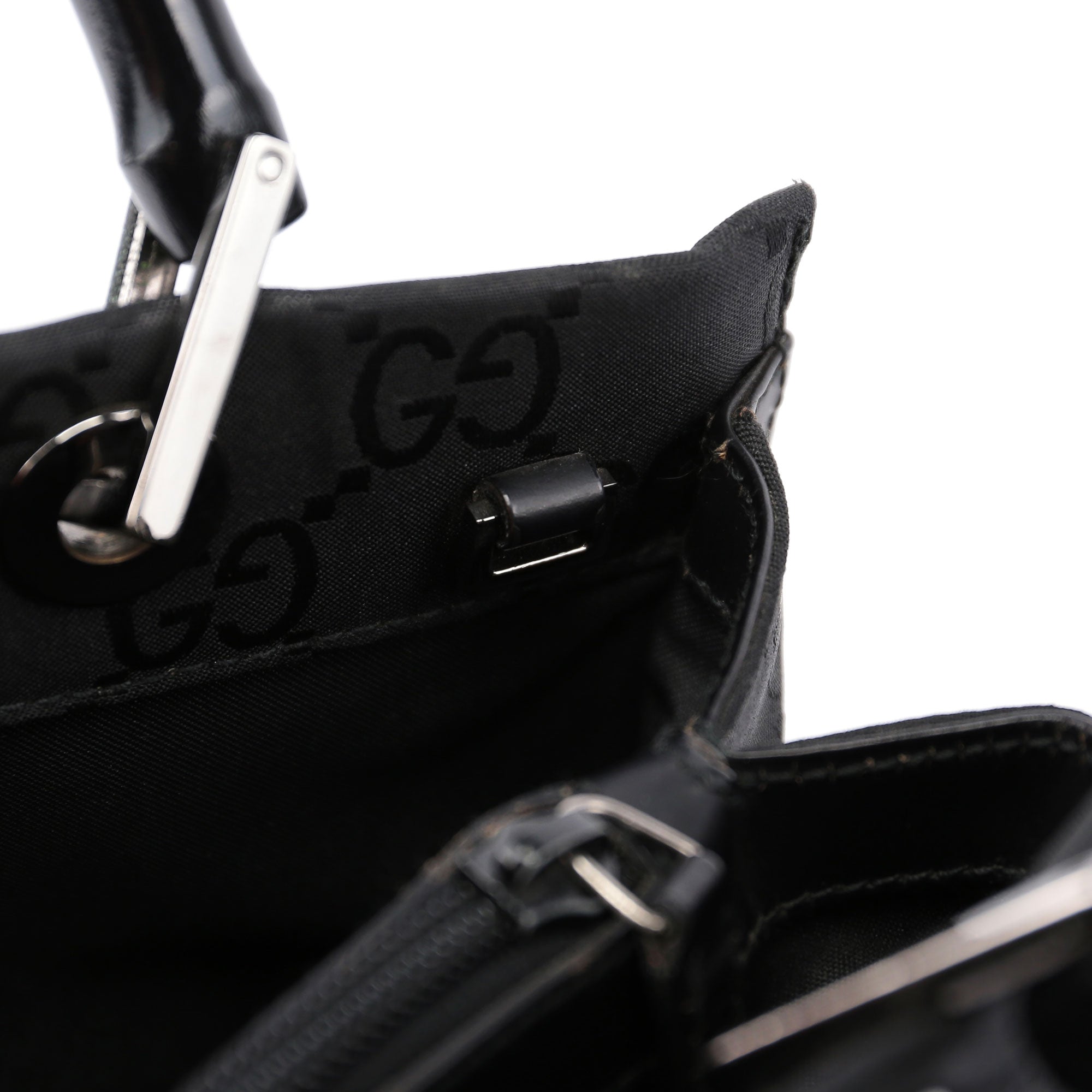Black GG Bamboo 2-Way Tote