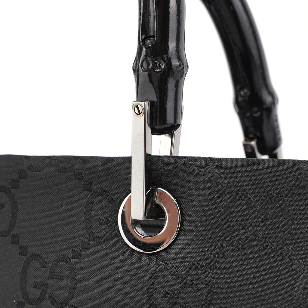 Black GG Bamboo 2-Way Tote