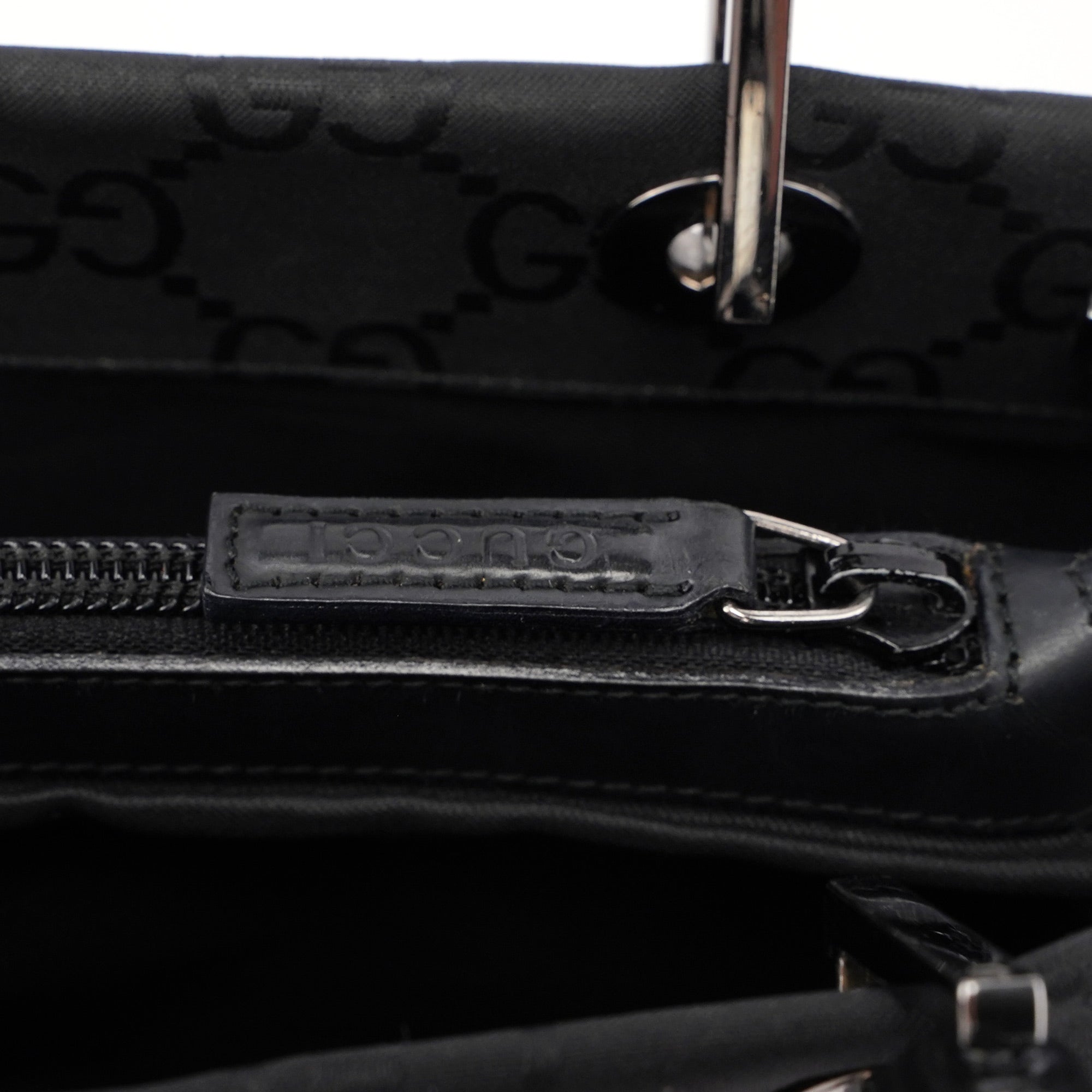 Black GG Bamboo 2-Way Tote