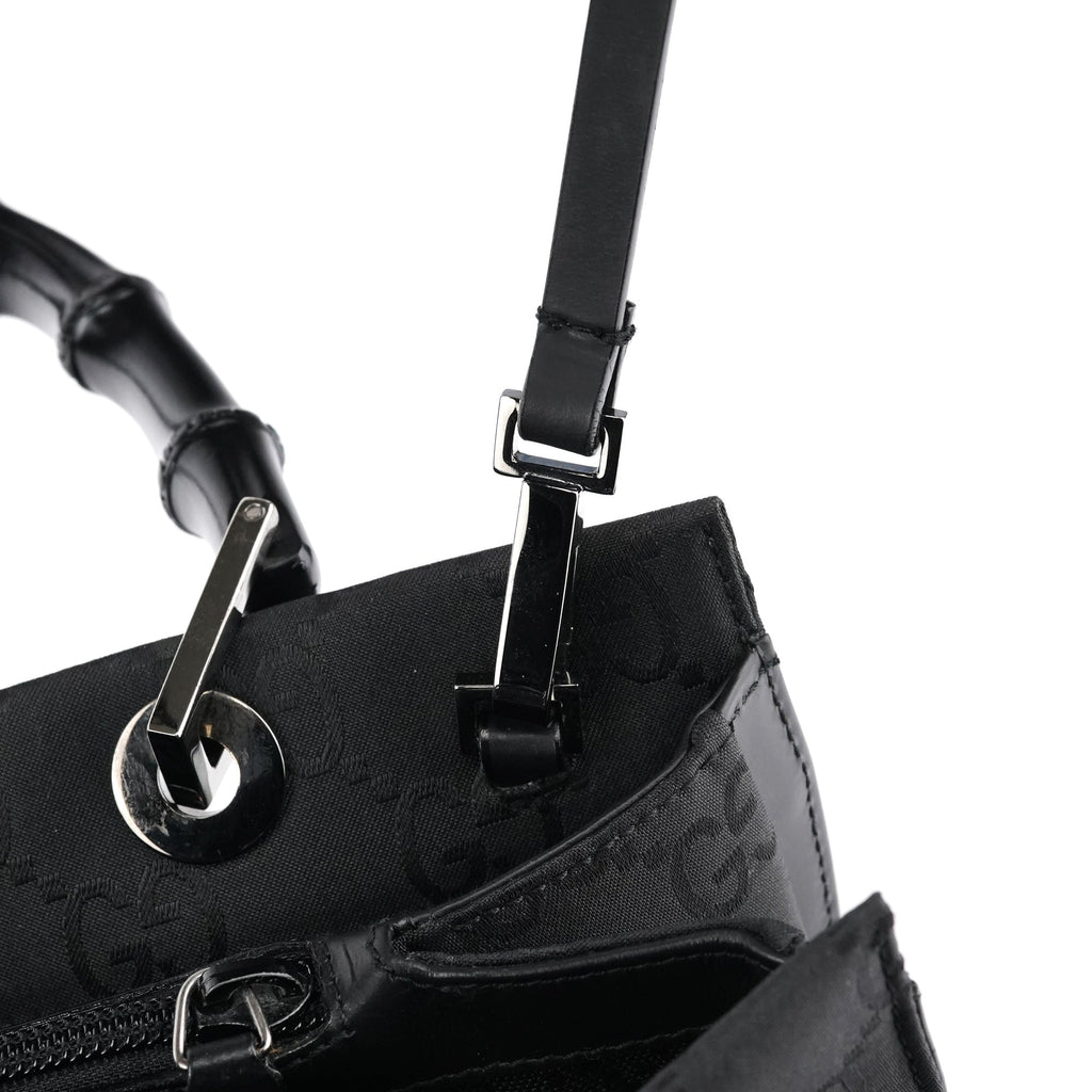 Black GG Bamboo 2-Way Tote Bag