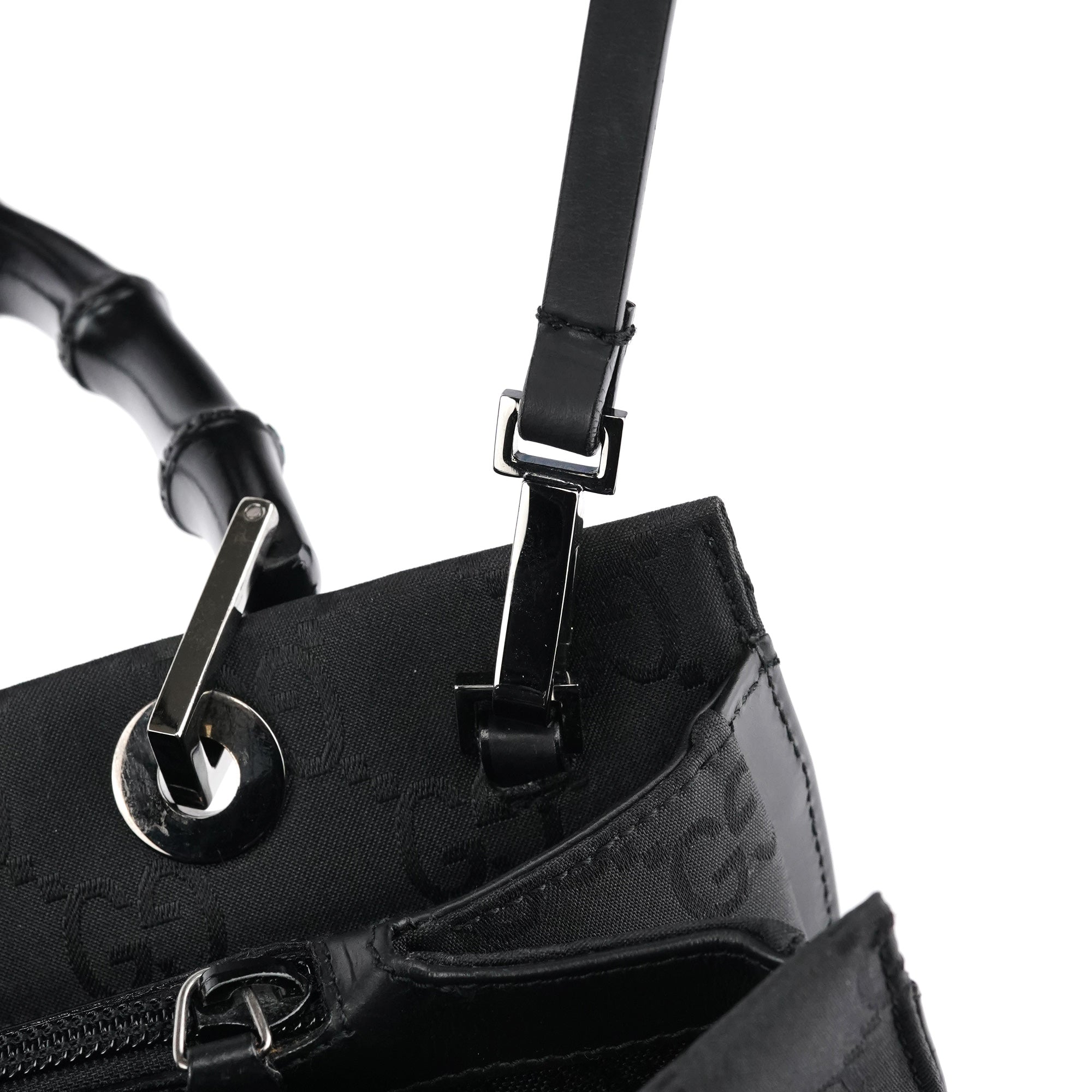 Black GG Bamboo 2-Way Tote Bag