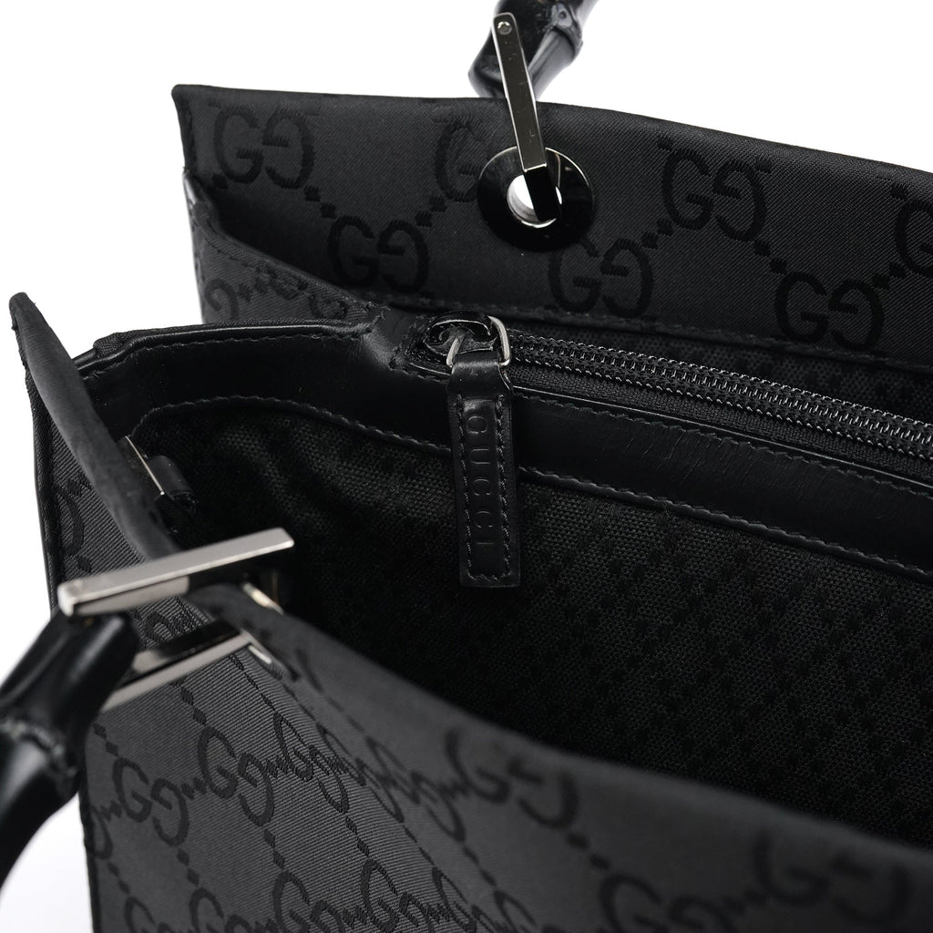 Black GG Bamboo 2-Way Tote Bag