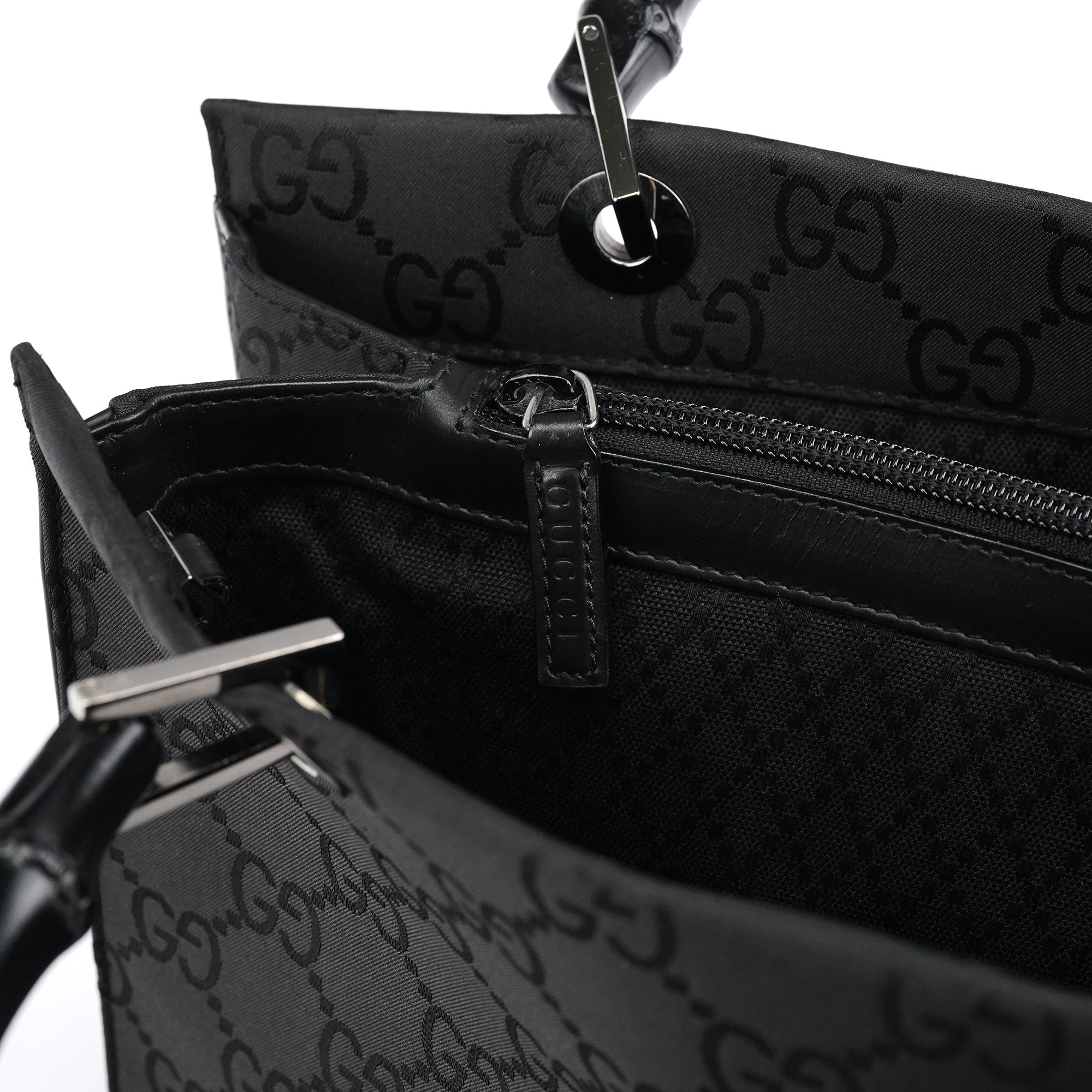 Black GG Bamboo 2-Way Tote Bag