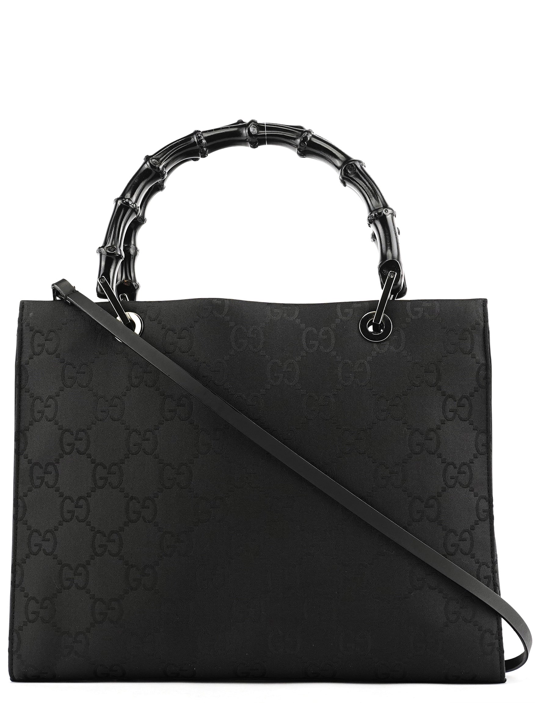 Black GG Bamboo 2-Way Tote Bag