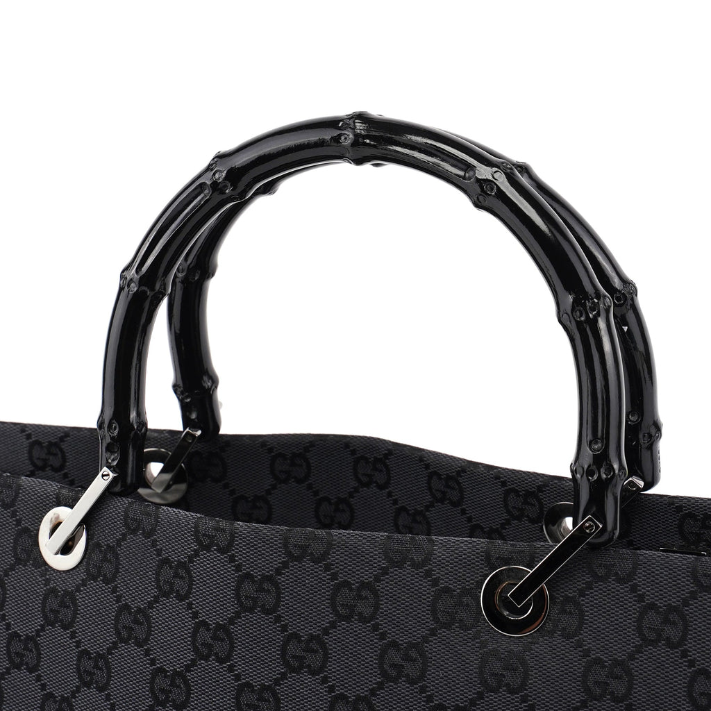 Black GG Bamboo 2-Way Tote Bag