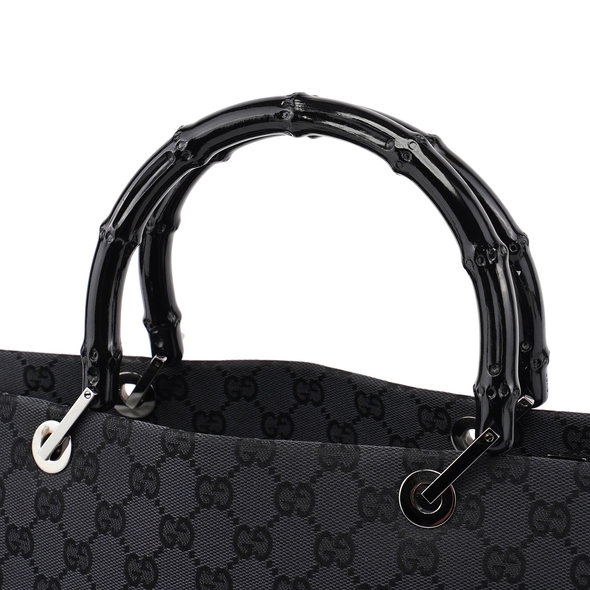 Black GG Bamboo 2-Way Tote Bag