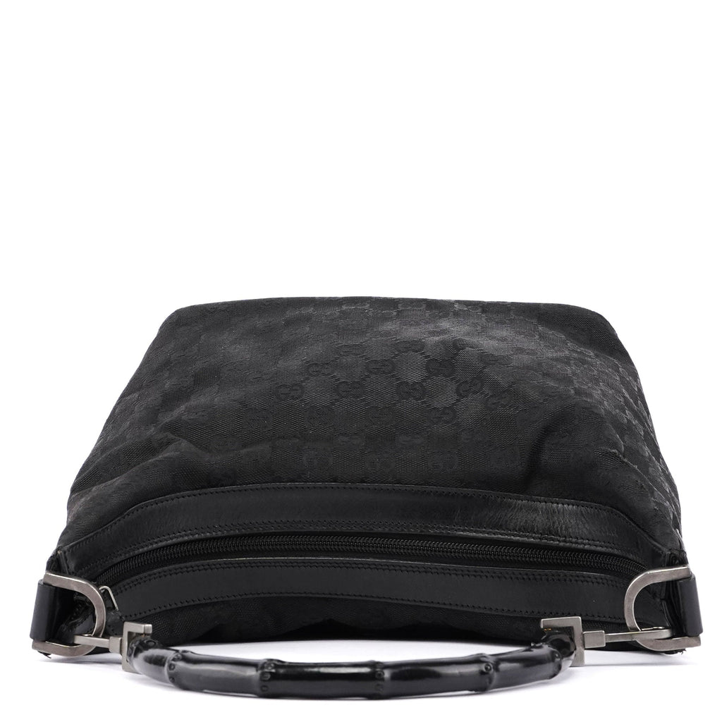 Black GG Bamboo Hobo Shoulder Bag