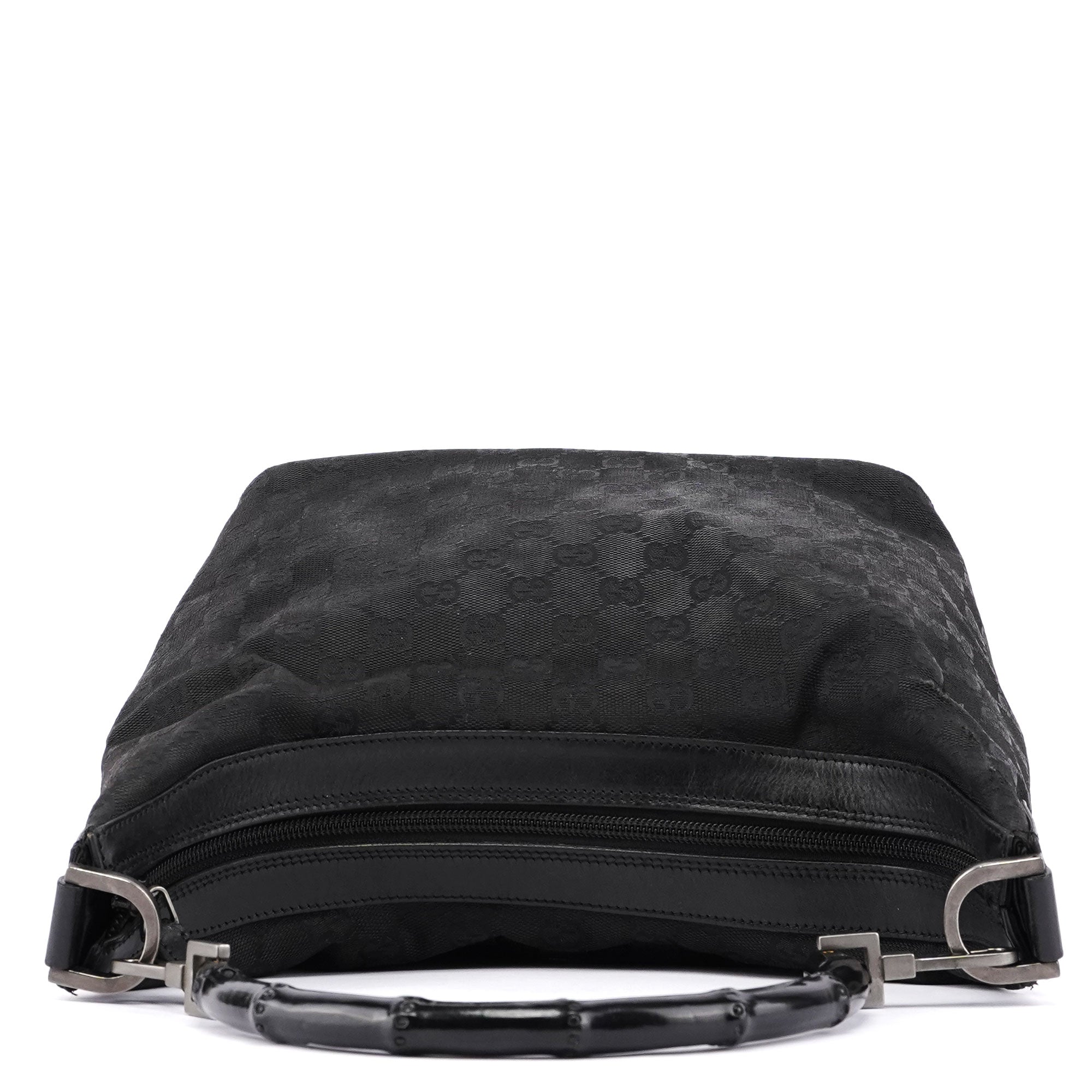 Black GG Bamboo Hobo Shoulder Bag