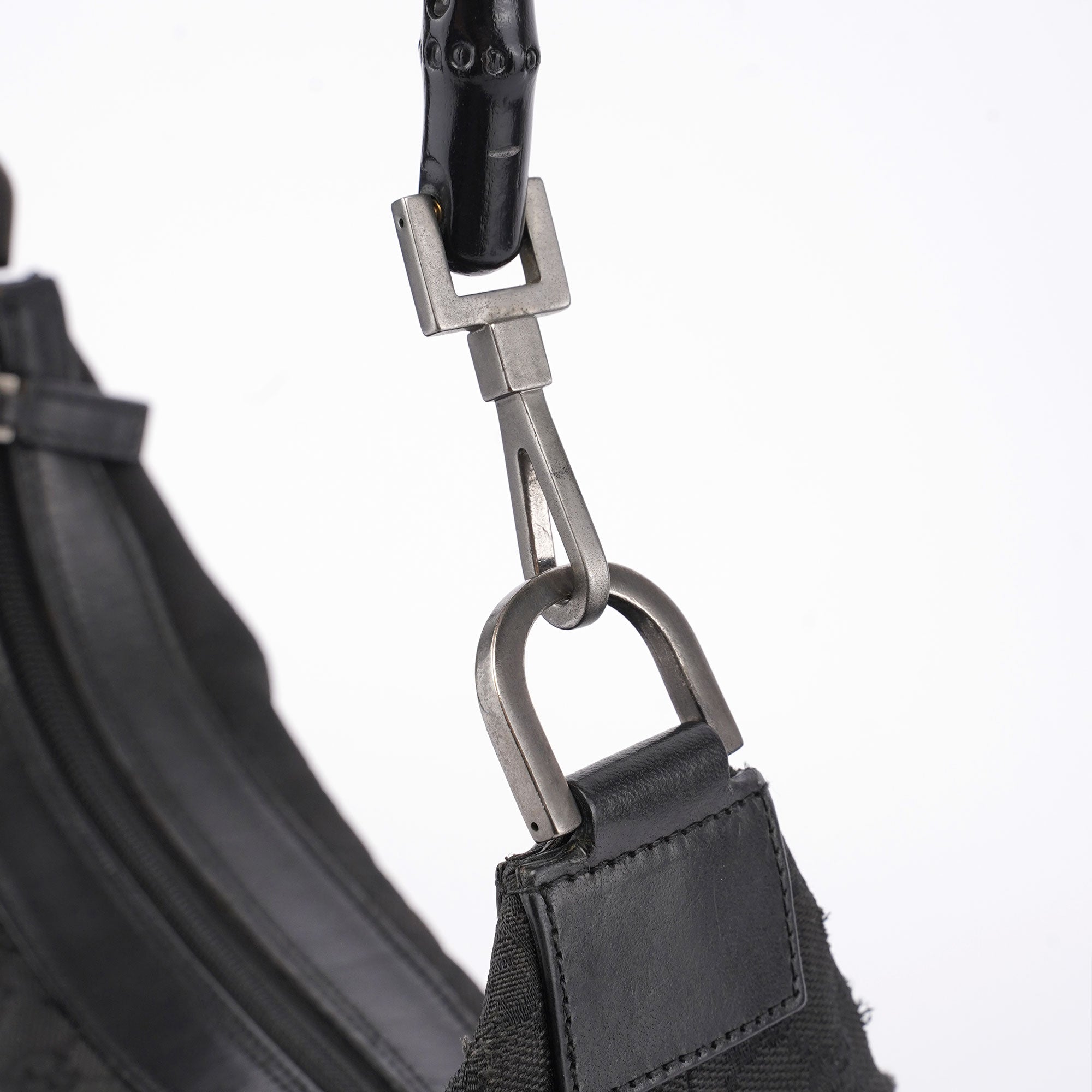 Black GG Bamboo Hobo Shoulder Bag